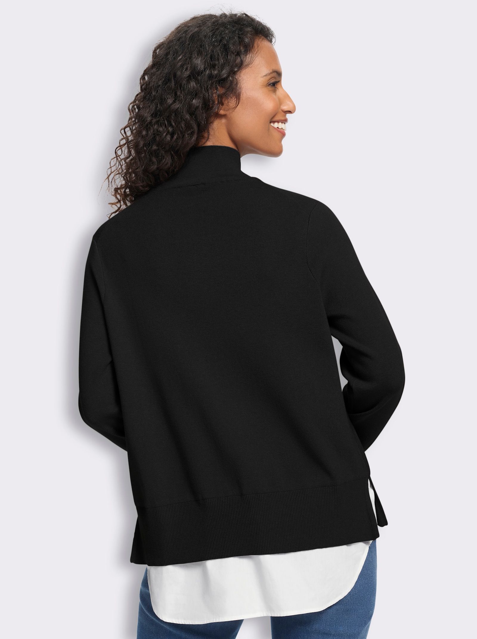 heine Feinstrickpullover in 2-in-1-Optik - schwarz