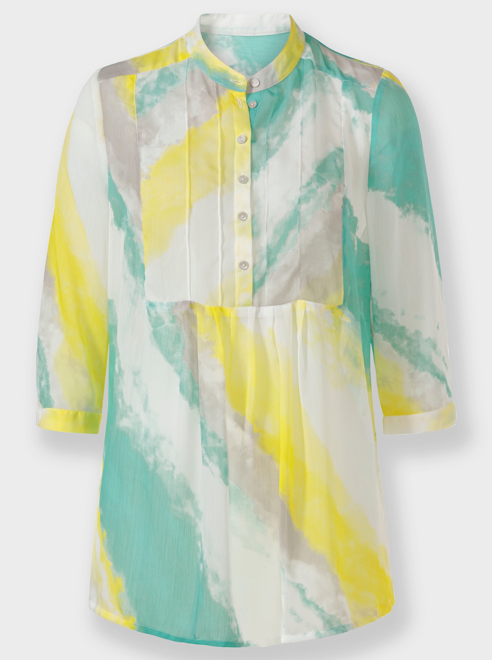 heine Tunika in Crêpe-Qualität - blaugrün-limone-bedruckt