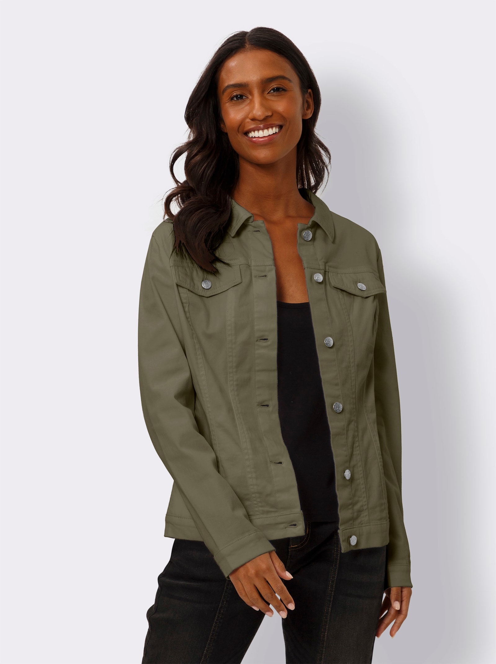 heine Jacke mit Hemdkragen - khaki
