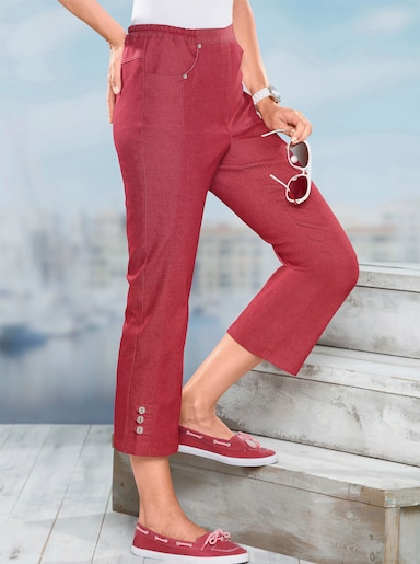 7/8-jeans met siertrensje aan de boord - rood