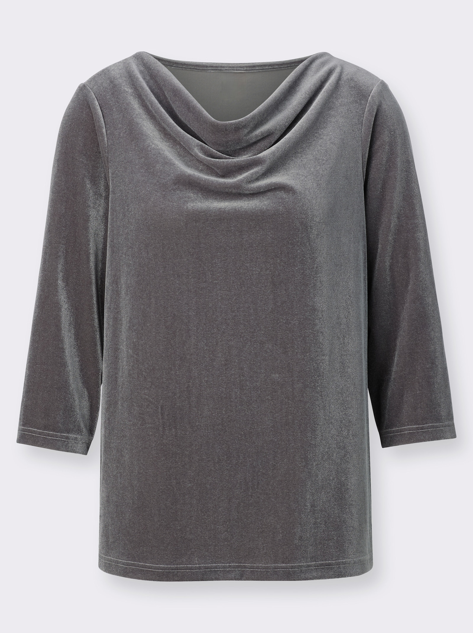 Wasserfallshirt aus Samt - anthrazit