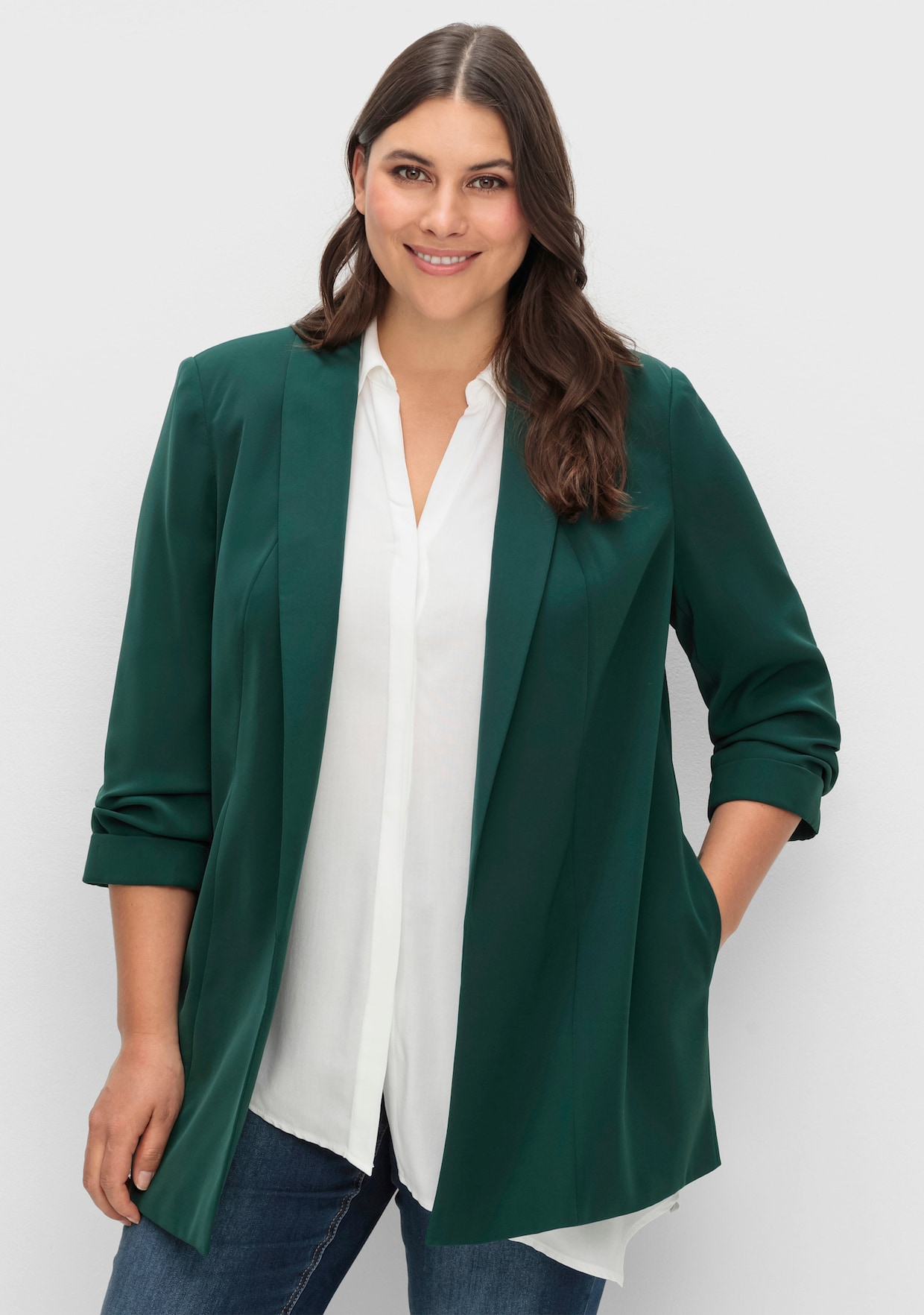 sheego Lange blazer - diepgroen