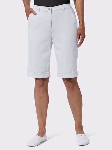 Jeansbermudas mit Dehnbund hinten - weiß