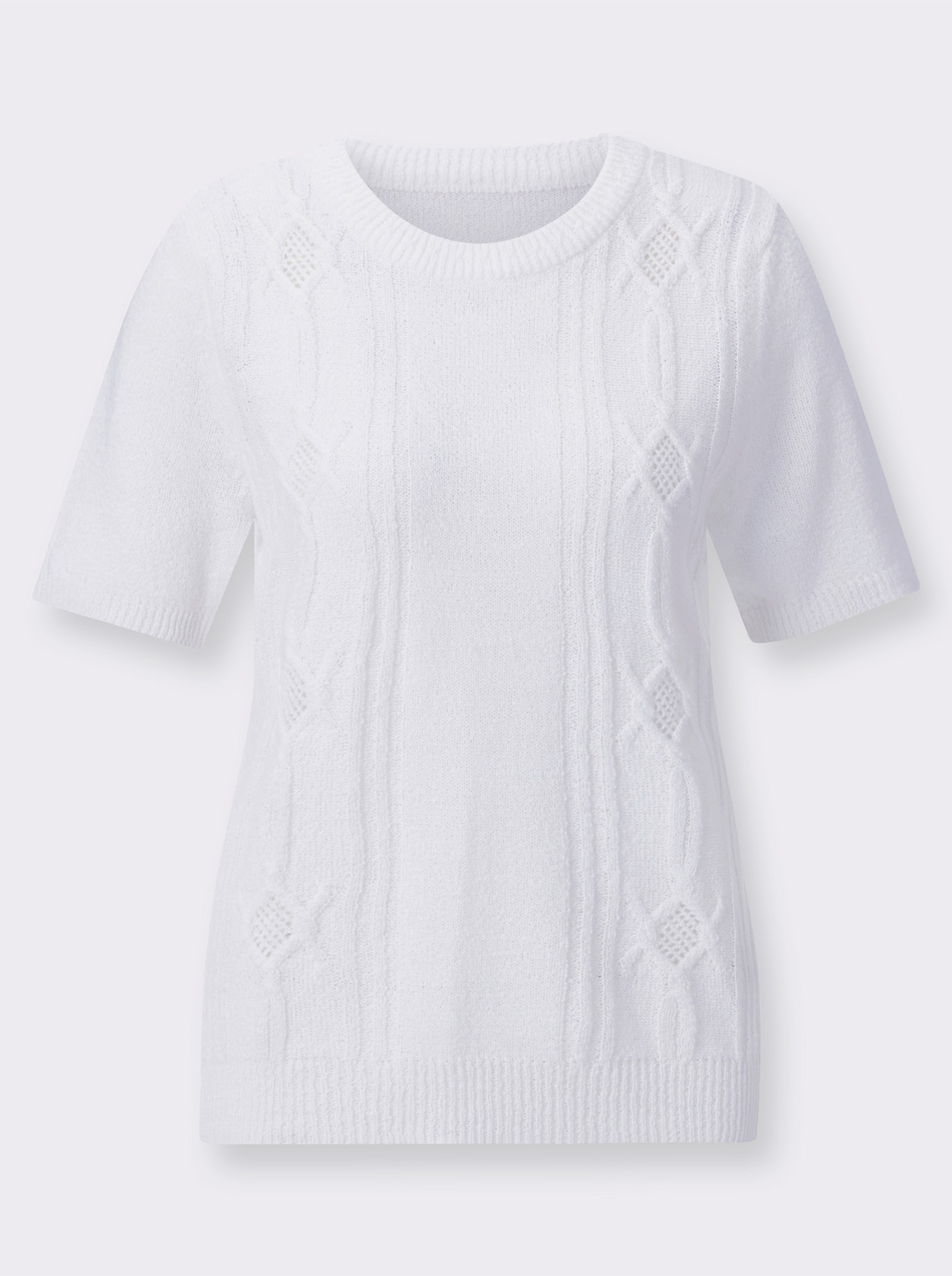 Rundhalspullover mit Bouclé-Qualität - weiß