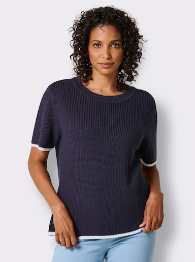 CREATION L PREMIUM Kurzarmpullover - marine