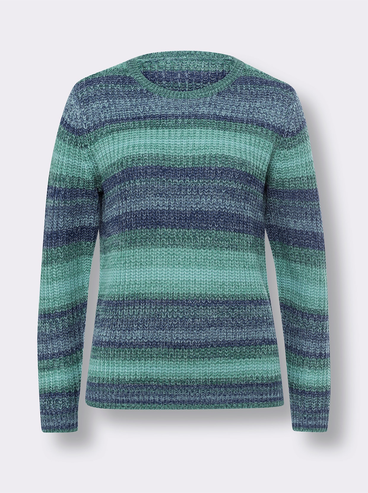 Pullover met ronde hals - koningsblauw/groen gestreept