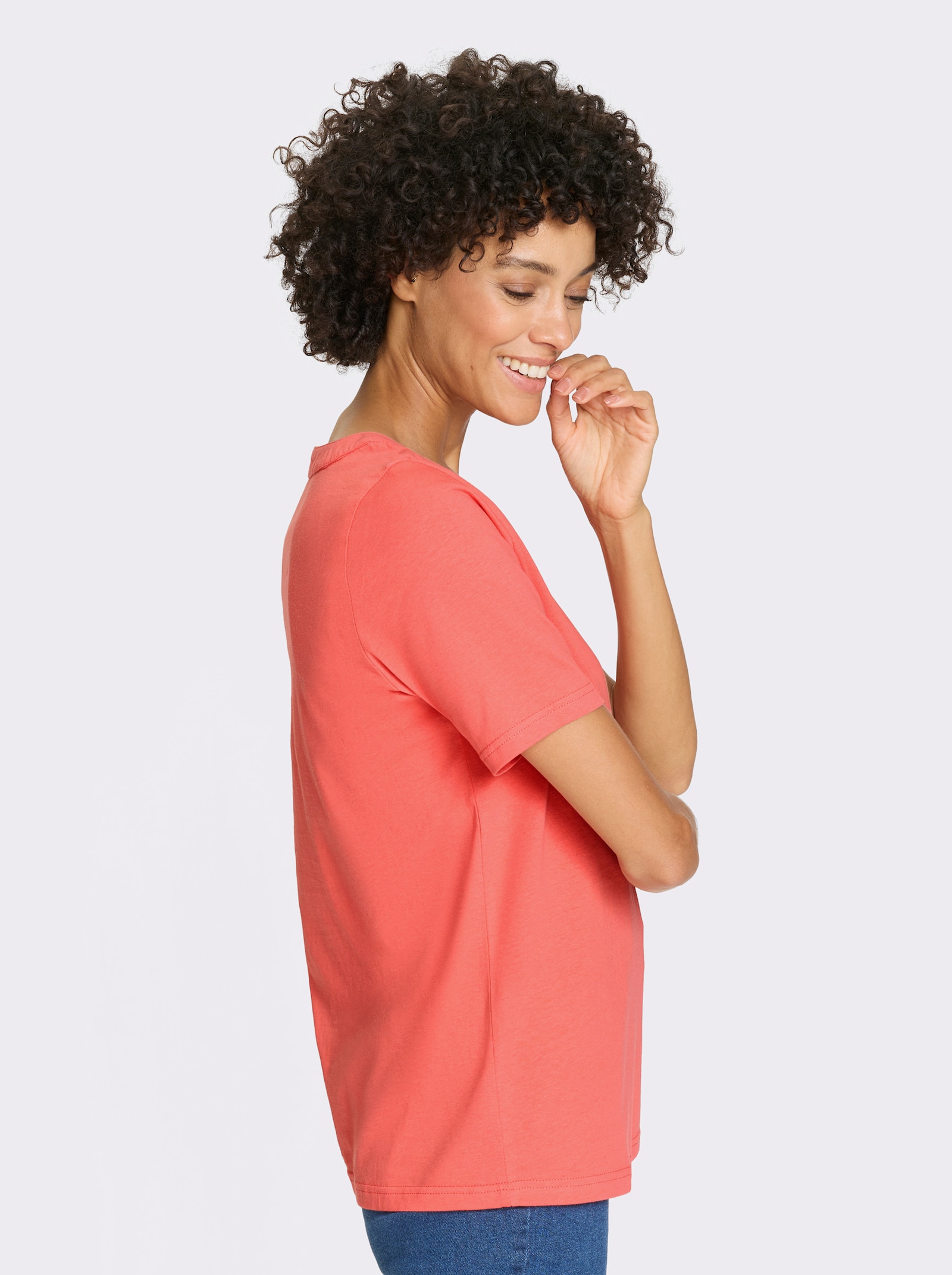 Tričko, kr.rukávy, kontr.gombíky - Koralová