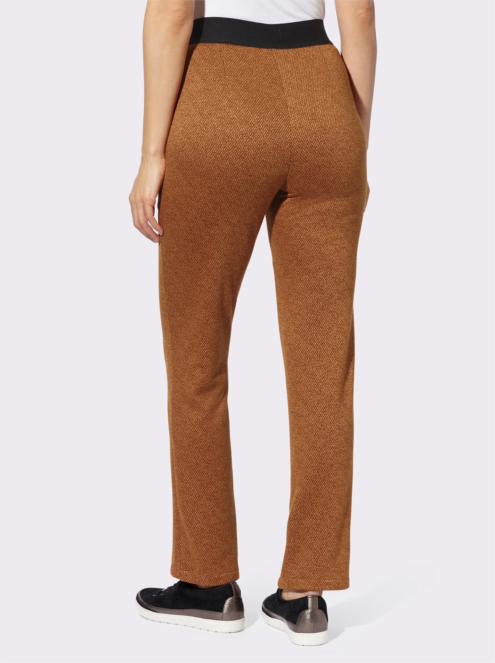 Schlupfhose in Jacquard-Qualität - cognac-camel-meliert