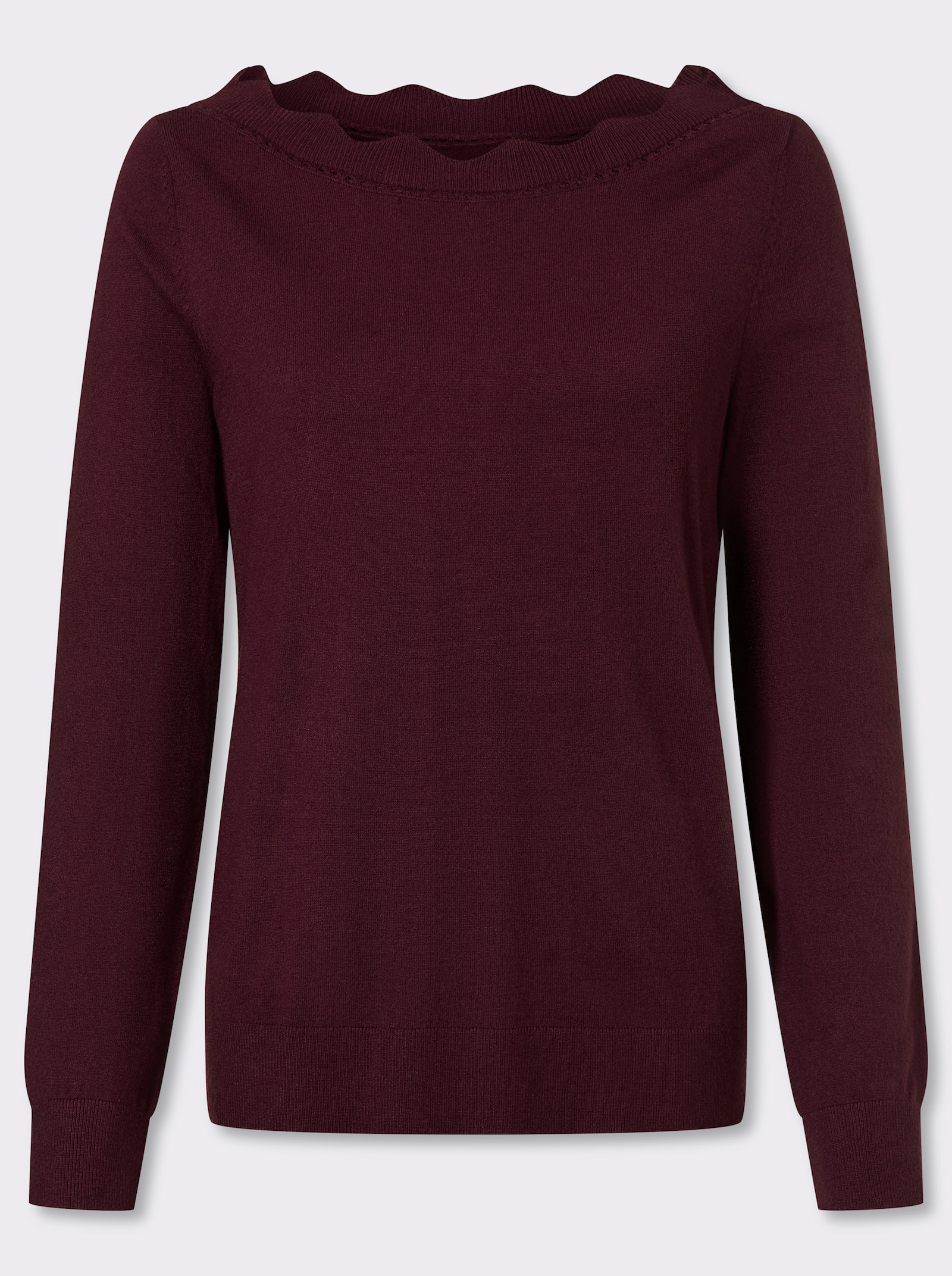 heine Feinstrickpullover mit Wellenkante - burgund