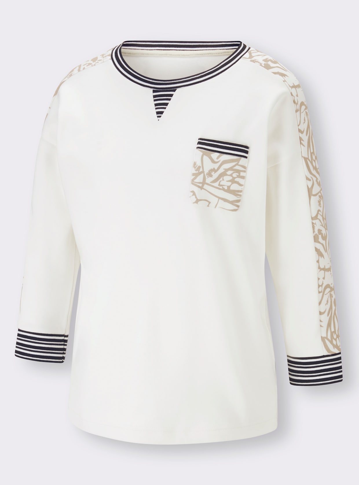 heine Shirt met 3/4-mouw - ecru/beige bedrukt