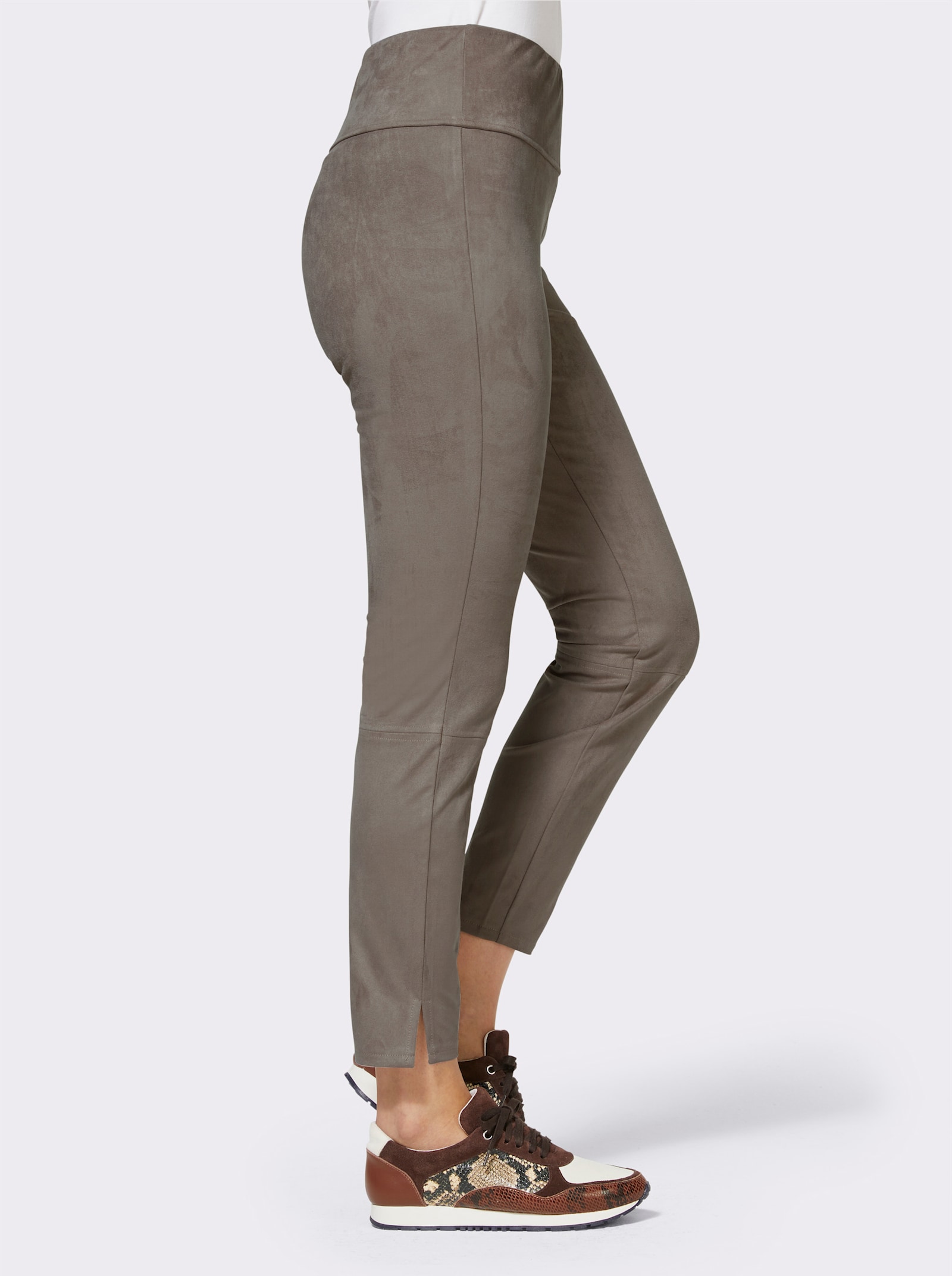 heine 7/8-broek van imitatiesuède - taupe