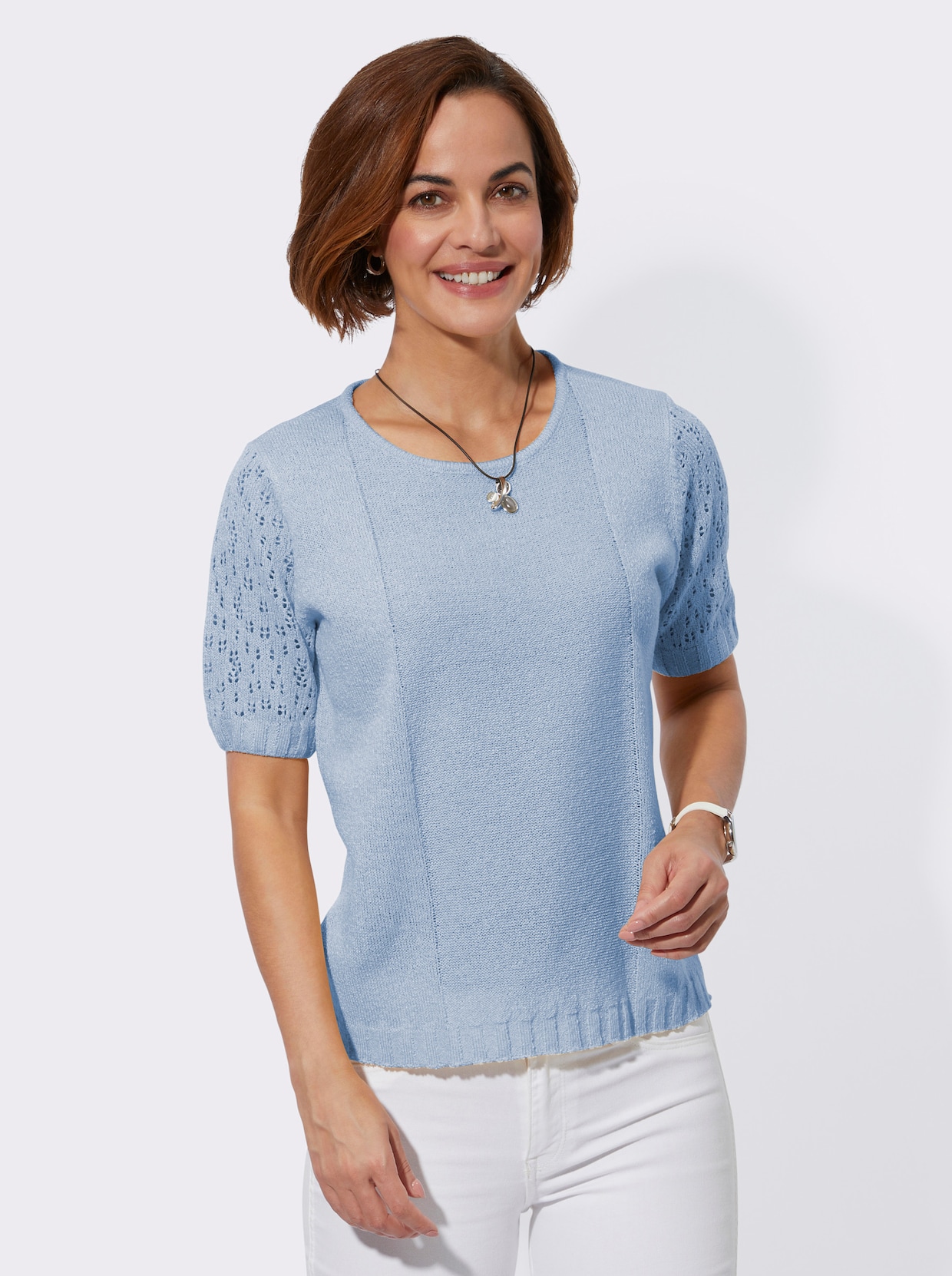 Bouclé-Pullover - eisblau