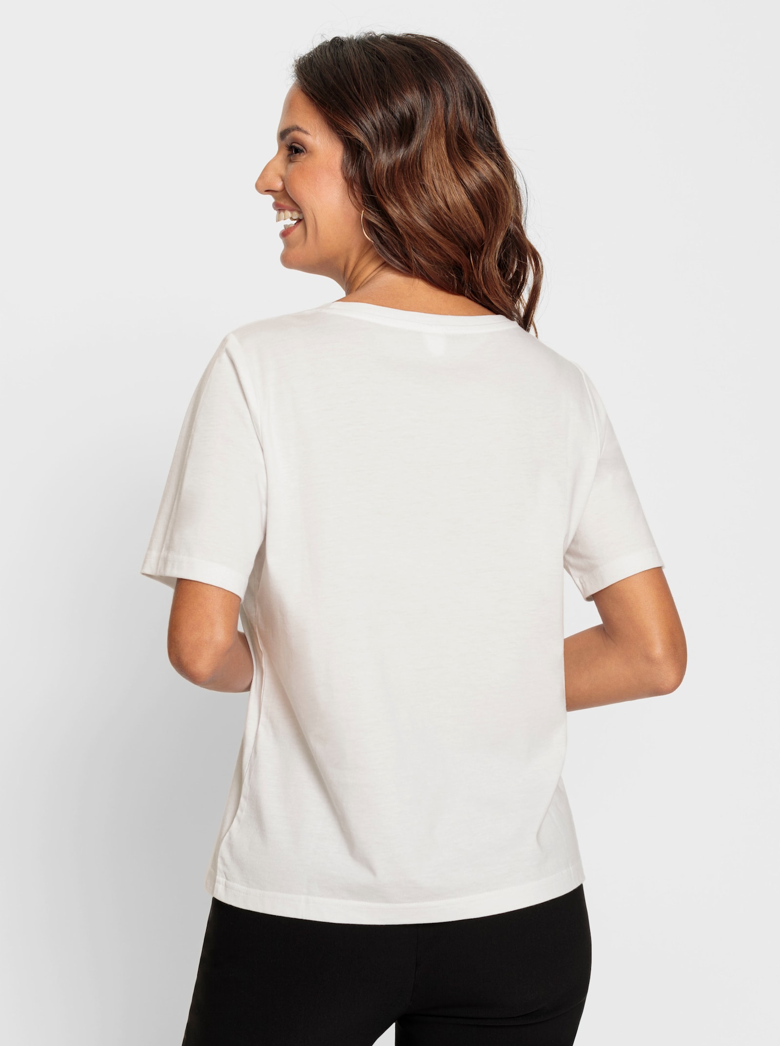 Kurzarmshirt mit Paisley-Elementen - ecru-bedruckt