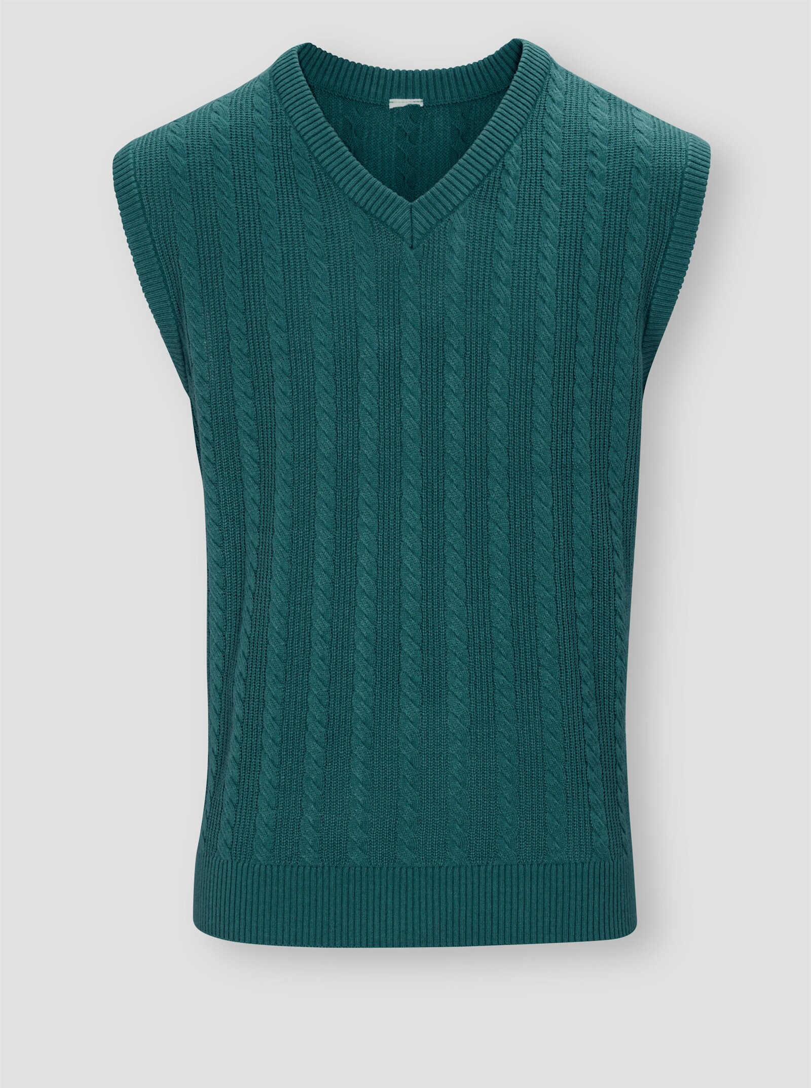 Pullunder mit Zopf- und Strickmuster - petrol