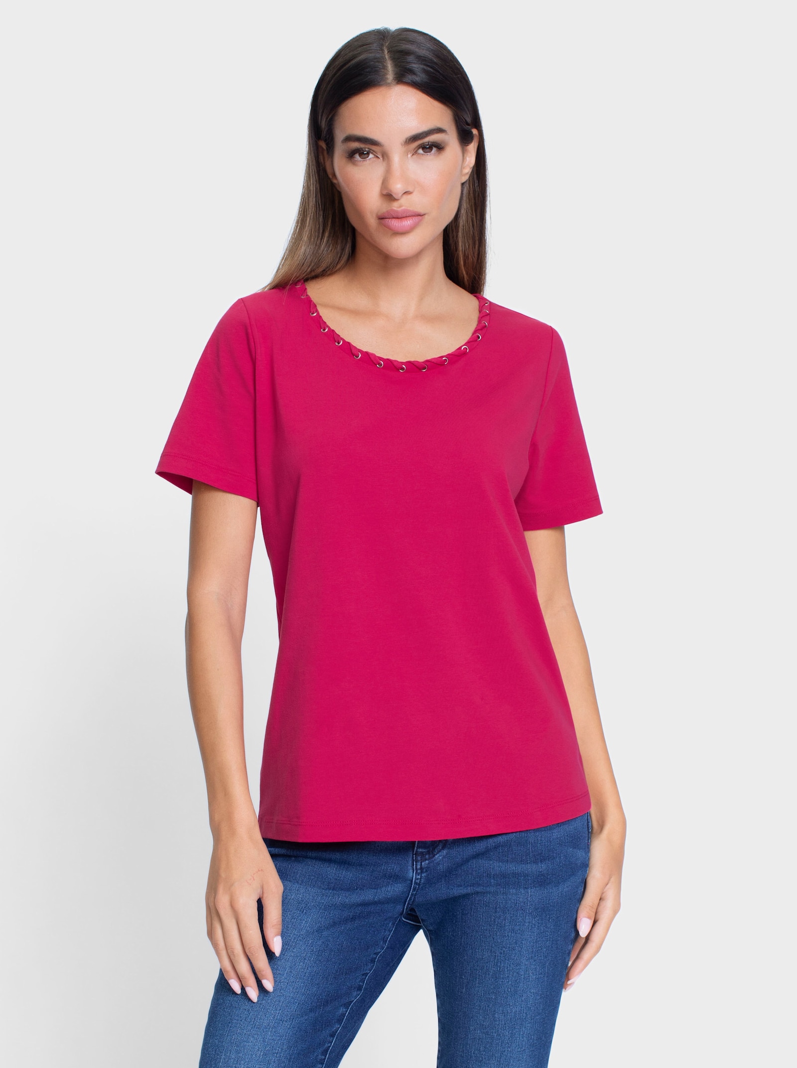 heine Shirt met ronde hals en sierband - pink