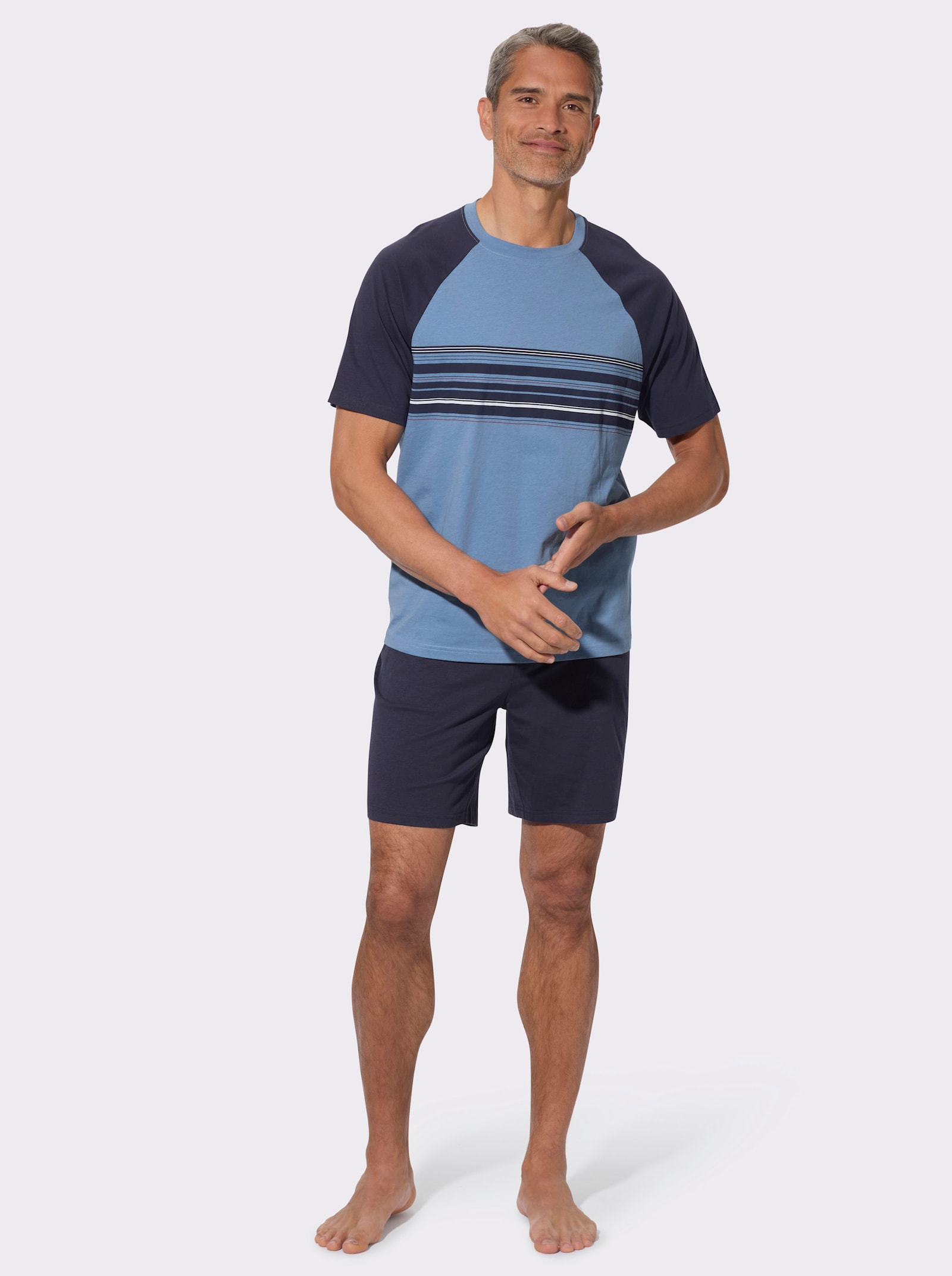 Shorty mit Streifen-Druck - marine/middenblauw