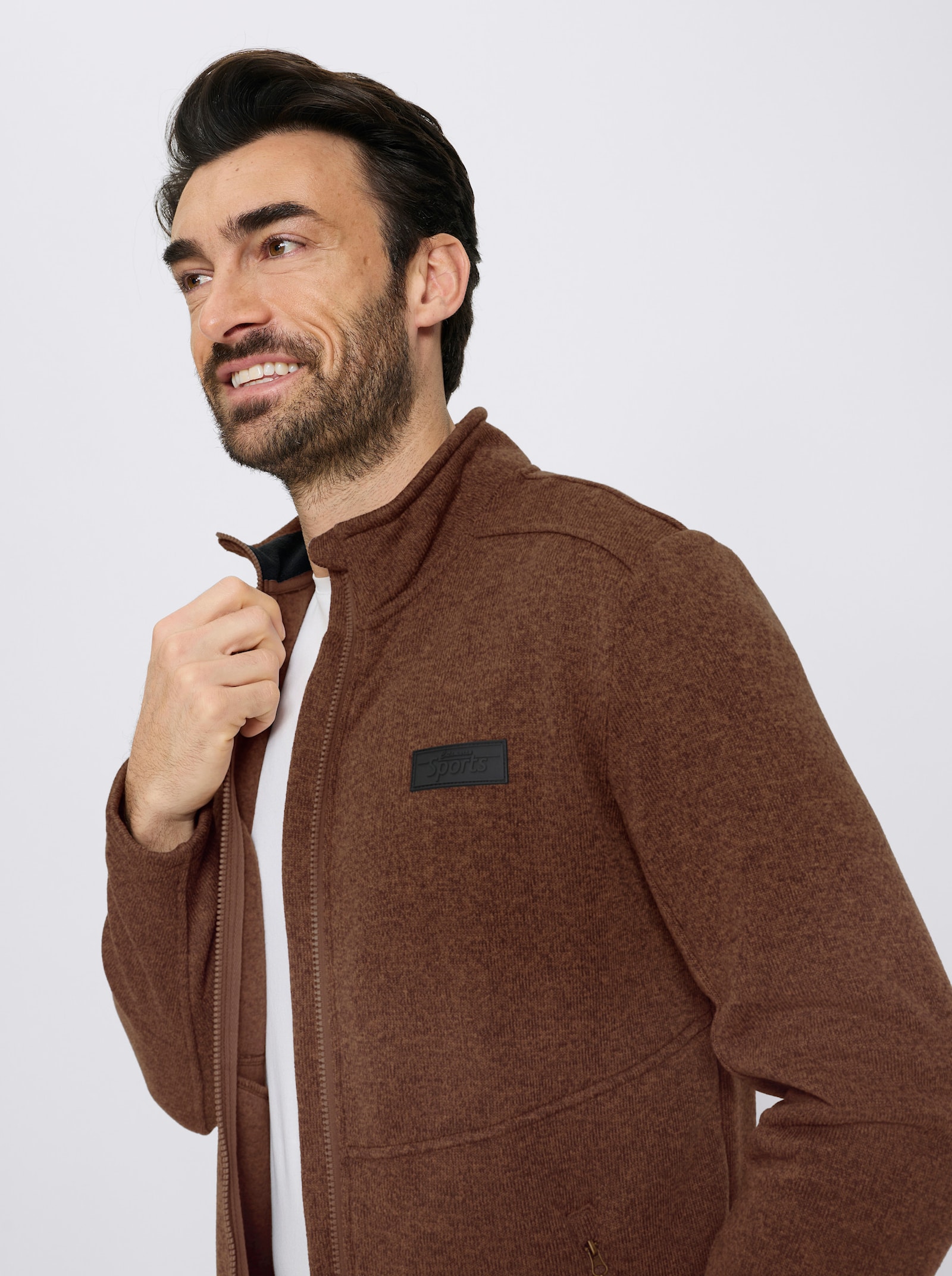 Catamaran Sports Strickfleecejacke mit 2 Reißverschluss-Taschen - schoko-meliert