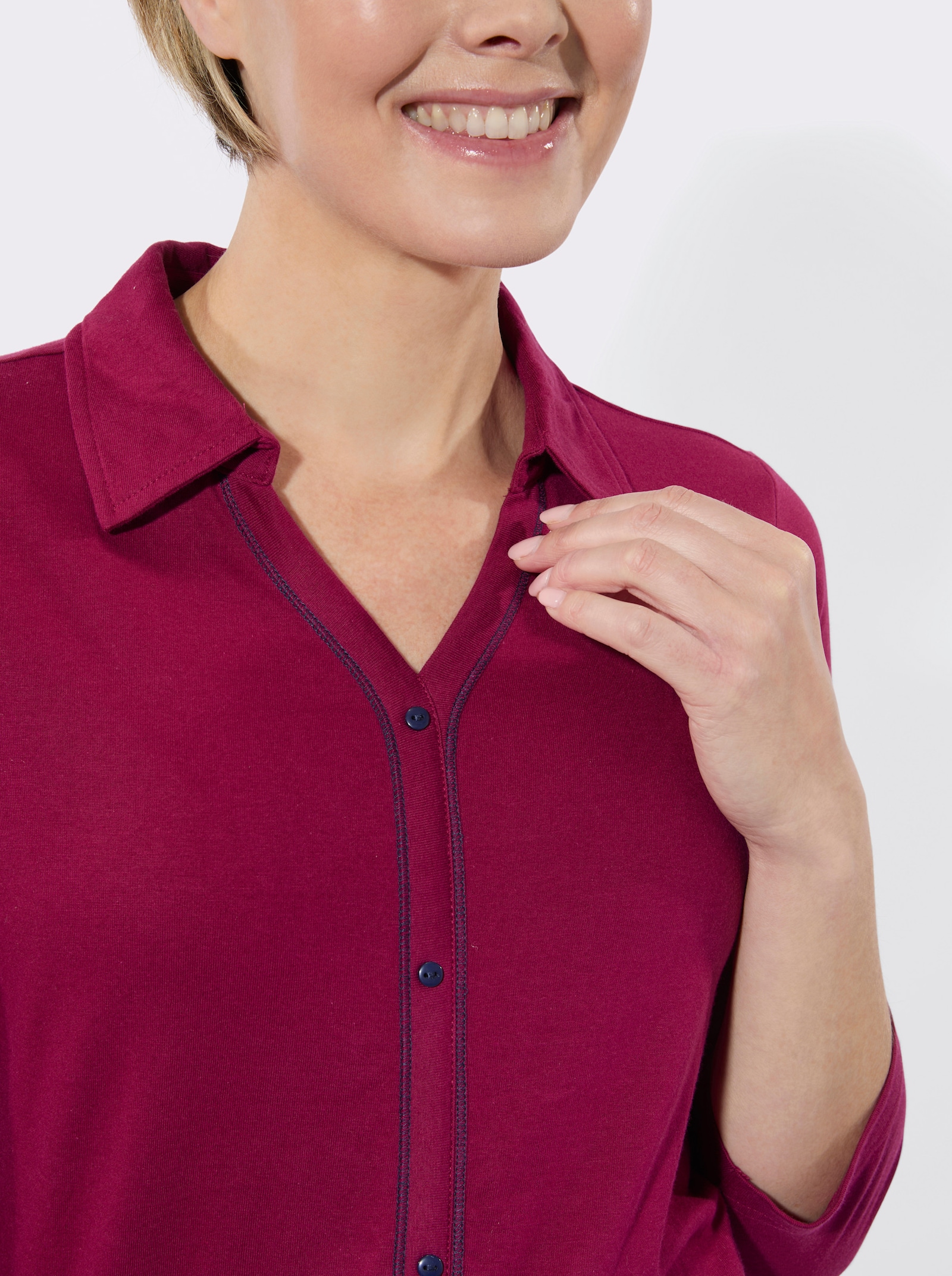 Poloshirt mit imitierter Knopfleiste - malve