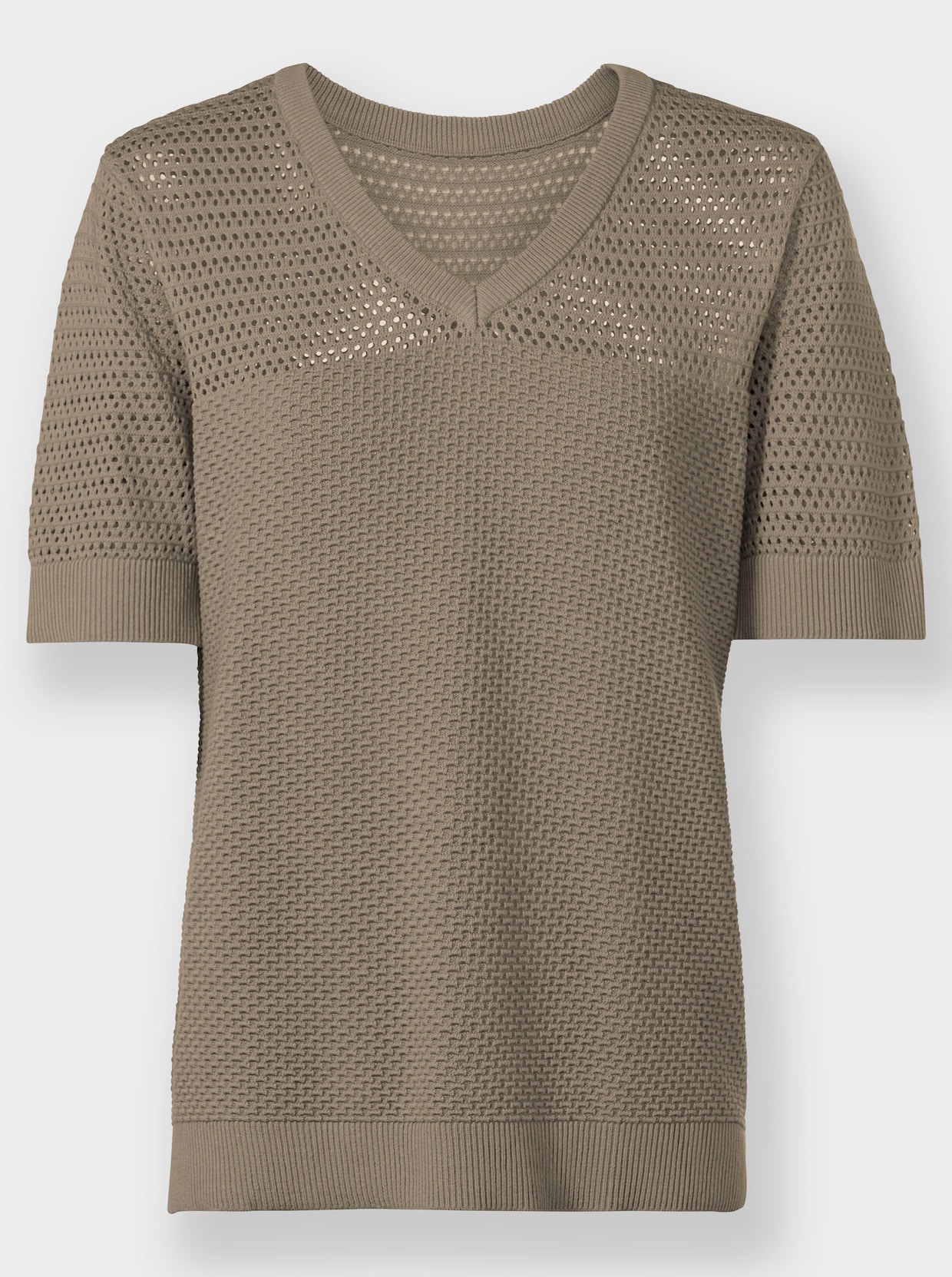 Pullover met korte mouwen - leem