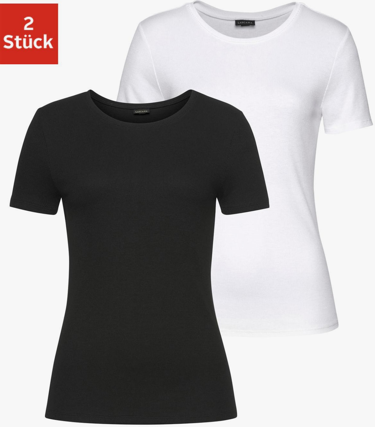 LASCANA T-Shirt - weiß, schwarz