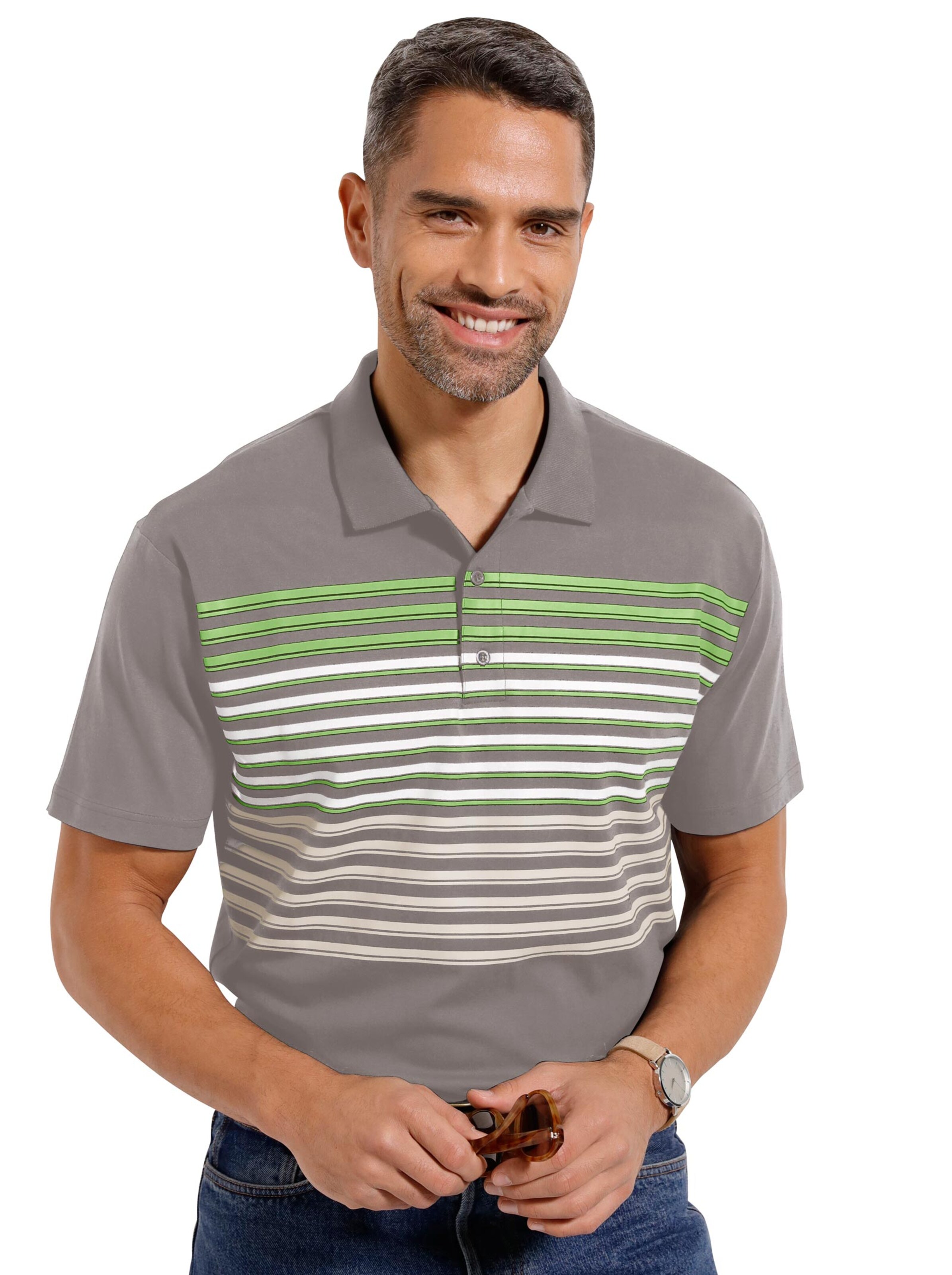 Poloshirt - grau-grün