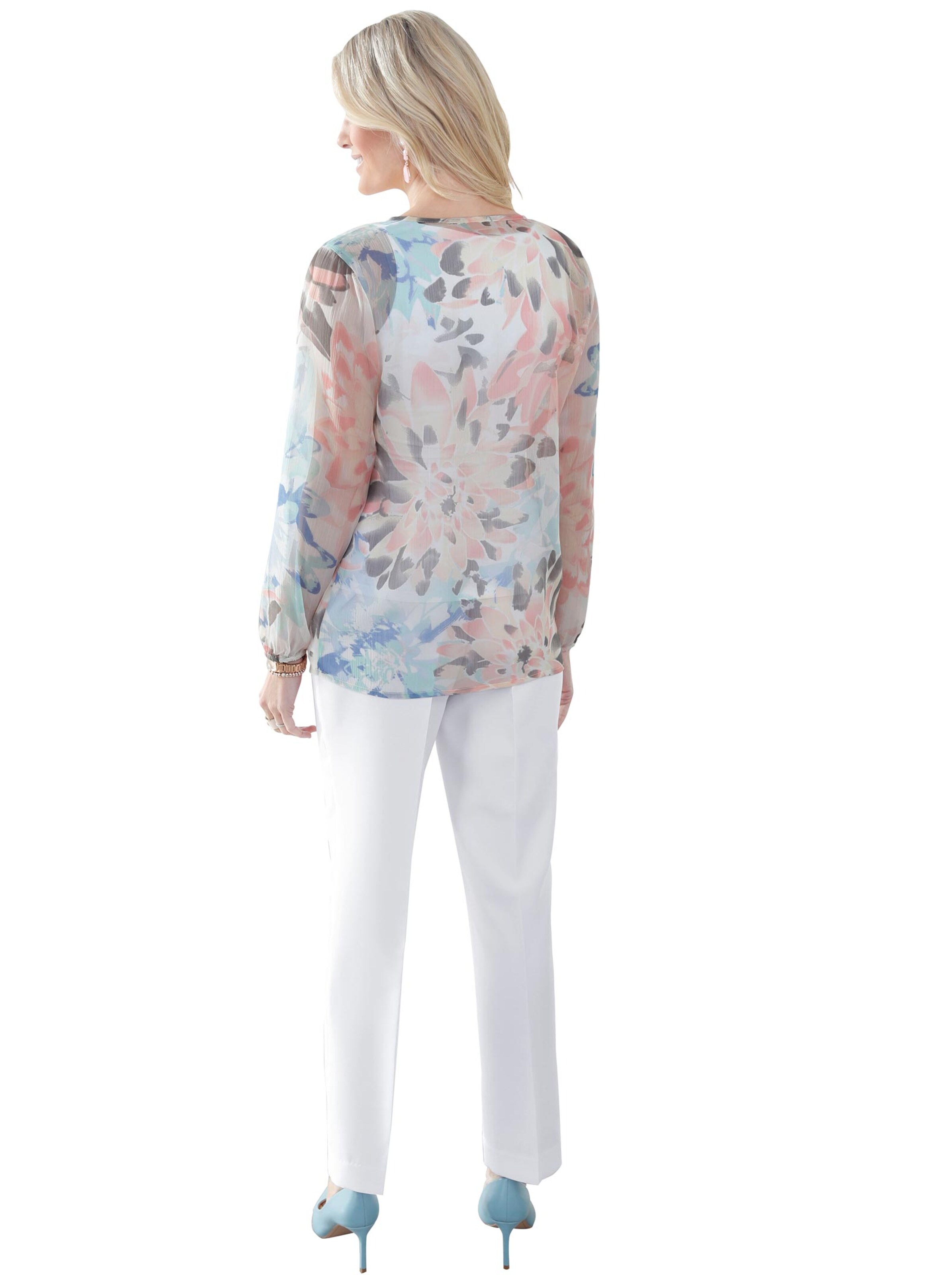 Tunika - apricot-taupe-bedruckt