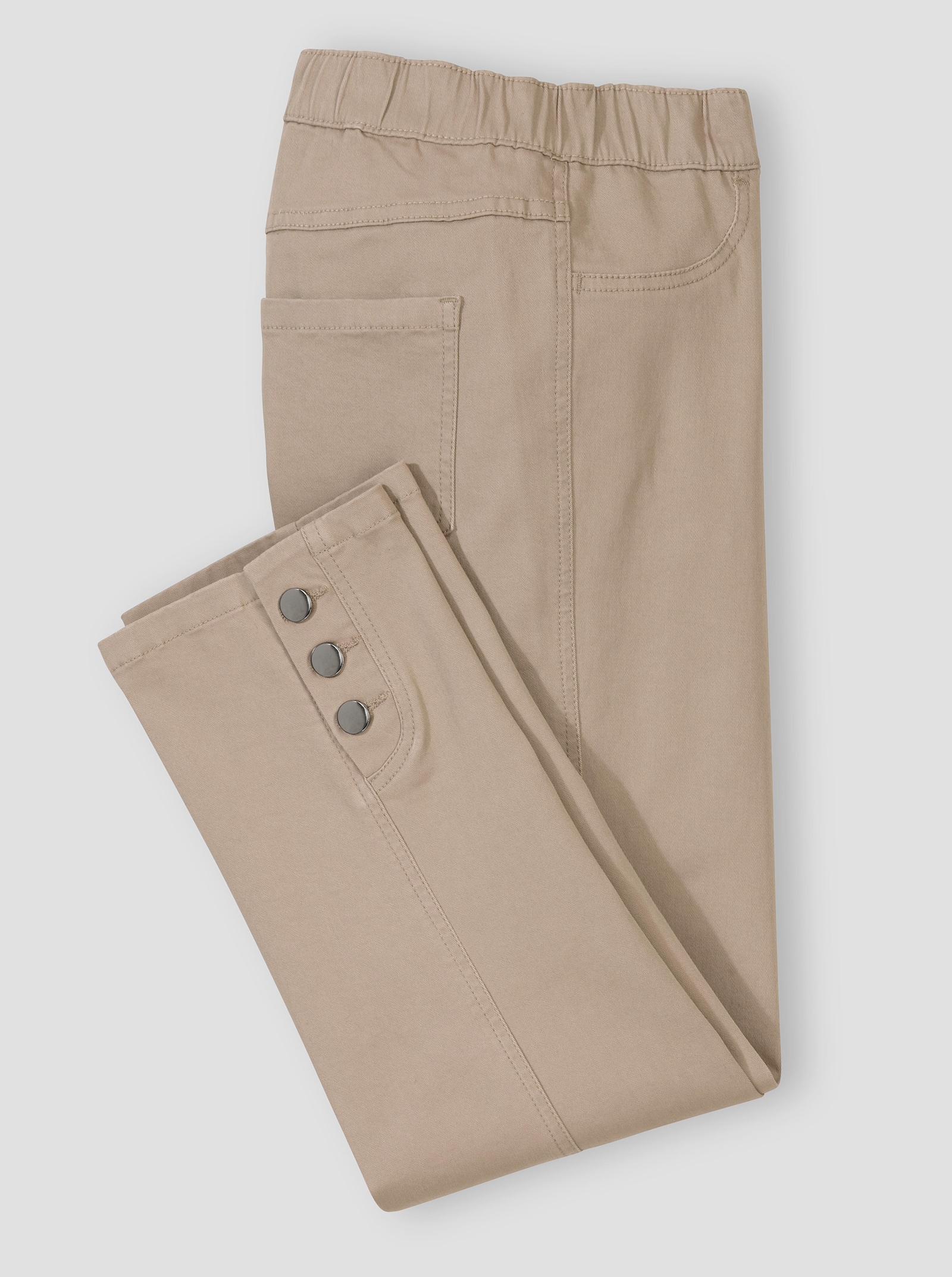 7/8-jeans met sierknopen opzij - beige
