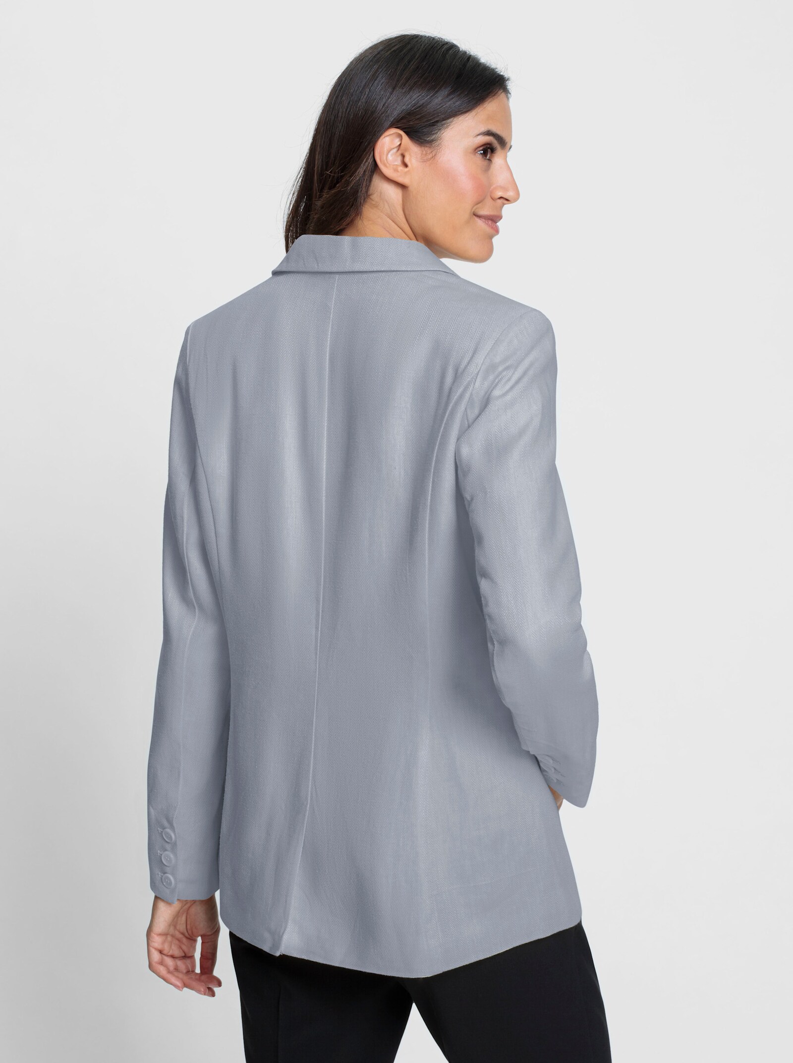 Blazer met dubbele knoopsluiting - duifblauw/wit gedessineerd