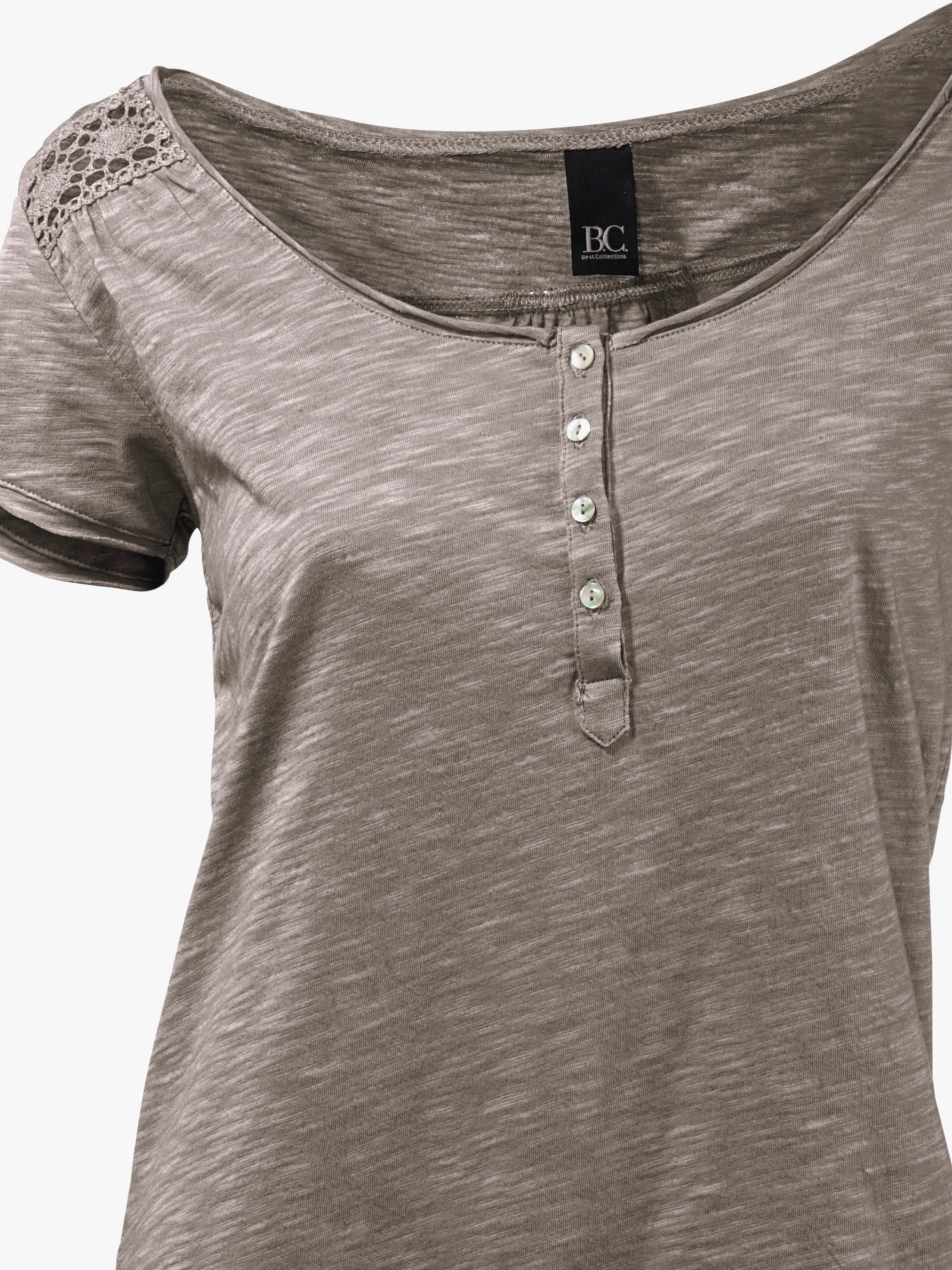 heine Rundhalsshirt mit Gummizug-Bund - taupe