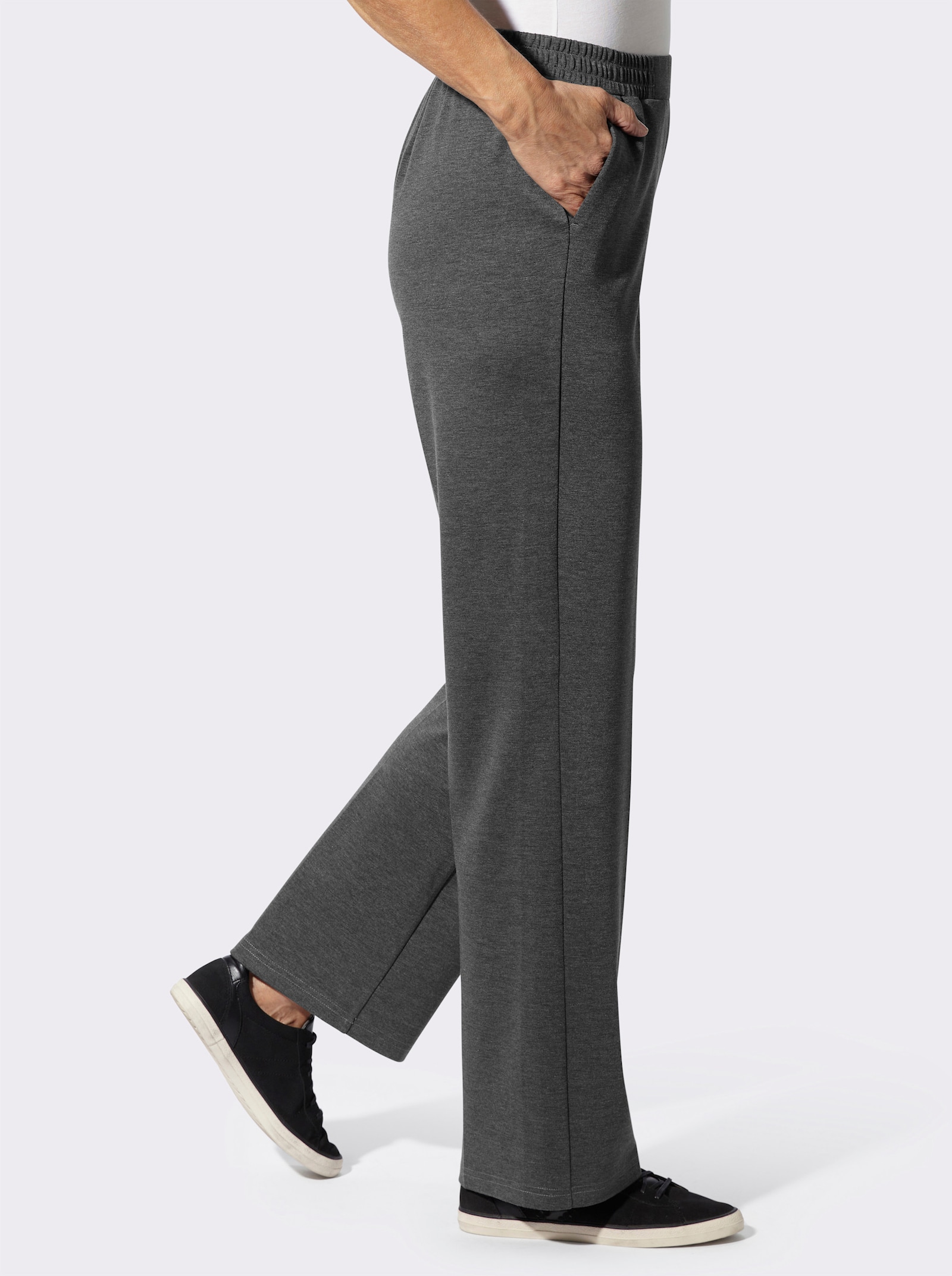 Bügelfaltenhose in Interlock-Qualität - anthrazit-meliert