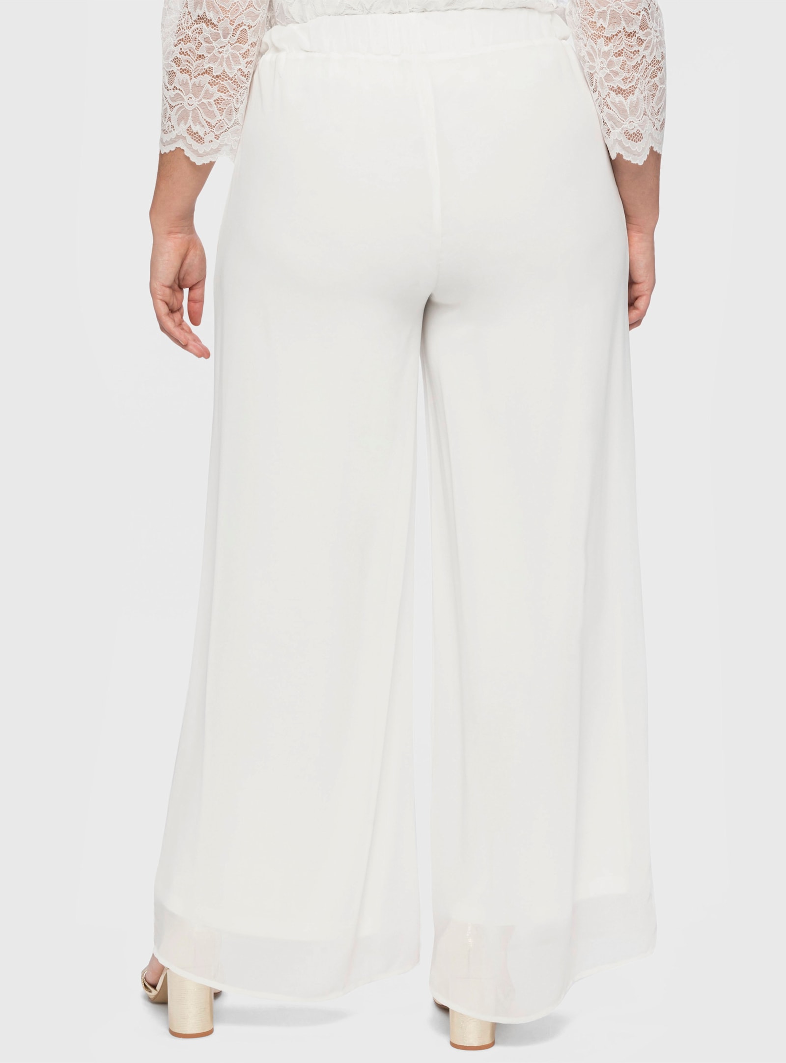 sheego Palazzohose aus Chiffon, im Lagenlook - offwhite