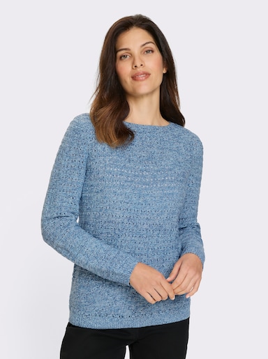 Ajourpullover - aqua-ecru-meliert
