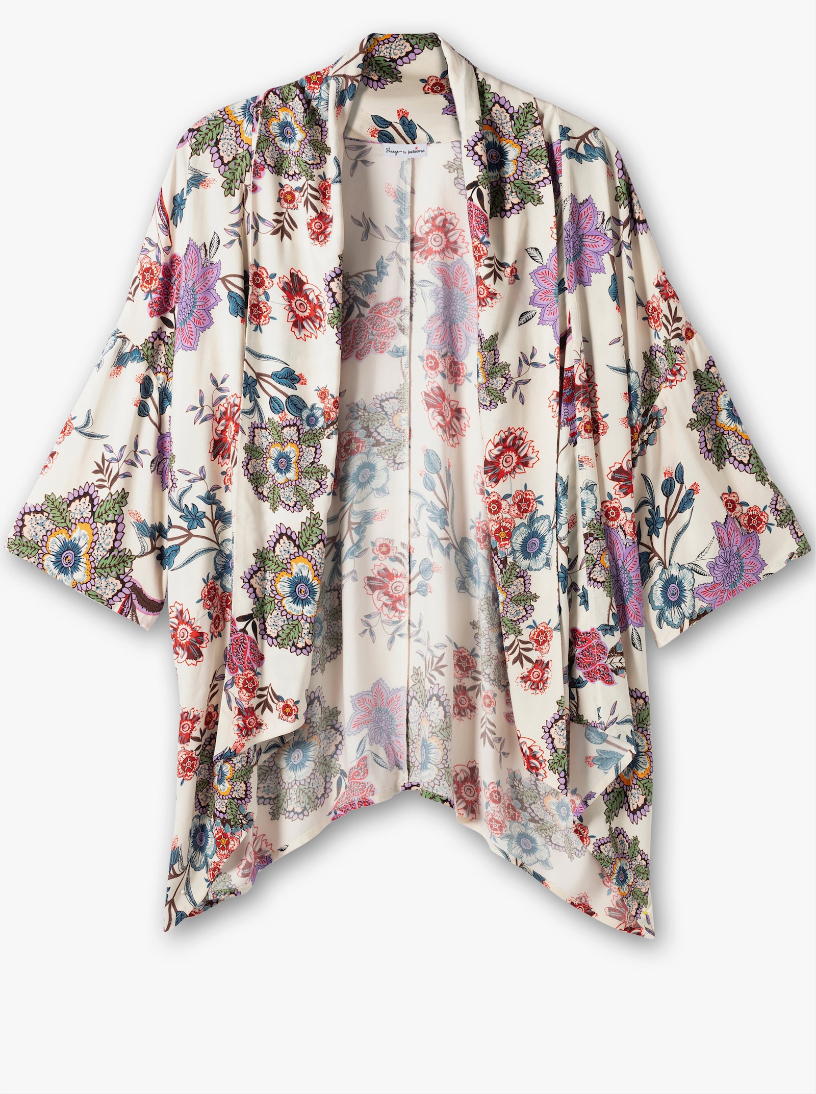 sheego by Joe Browns Longbluse im Kimono-Stil, mit Blumendruck - offwhite-gemustert