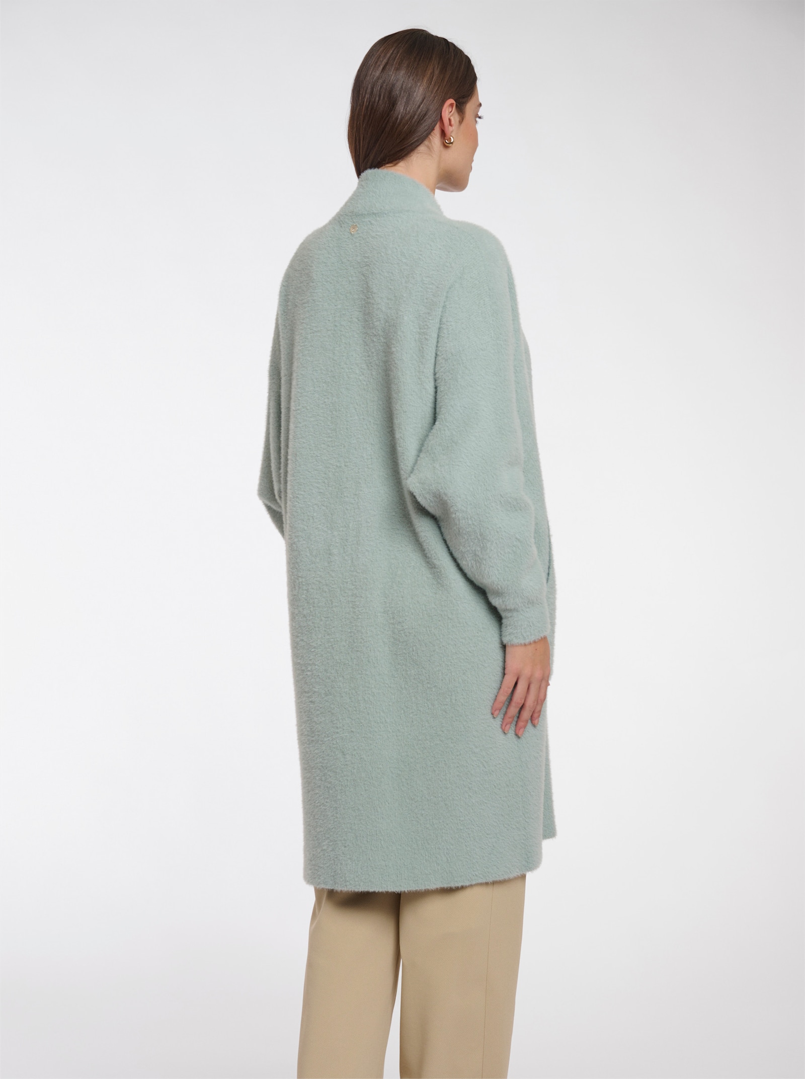 Rino & Pelle Longstrickjacke in offener Form - kalkmint