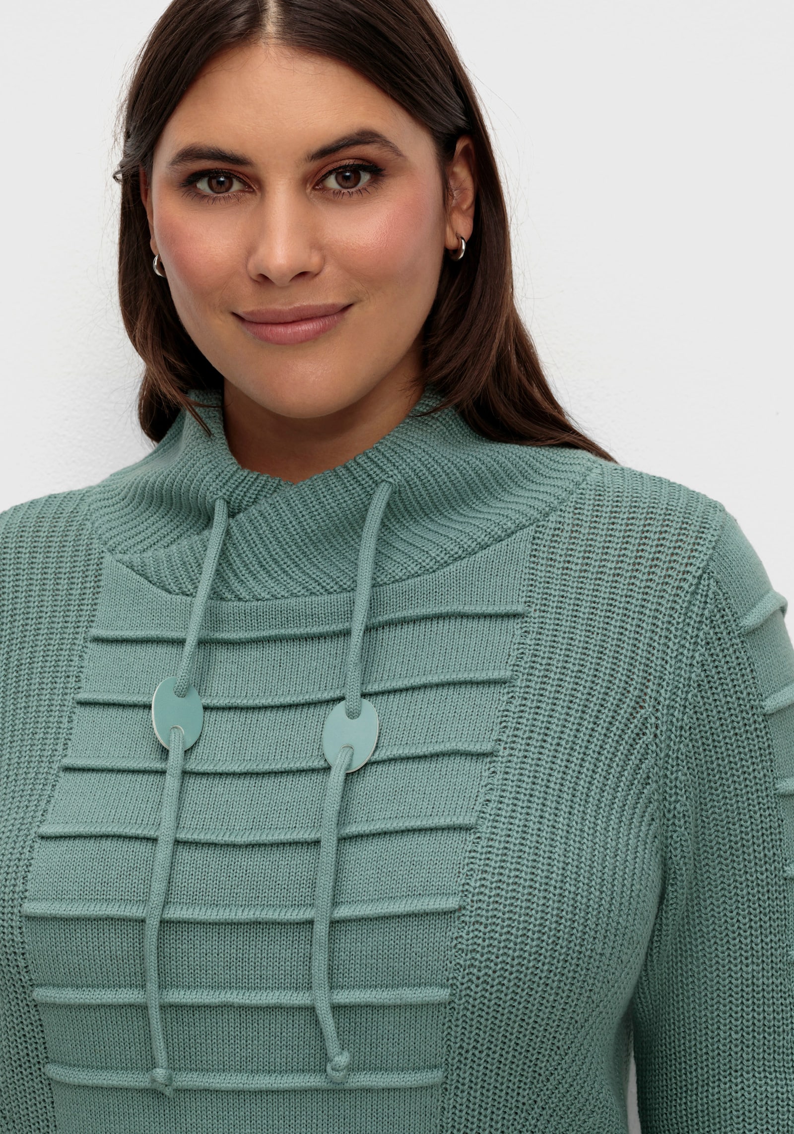 Longpullover mit Struktur-Partien - jade
