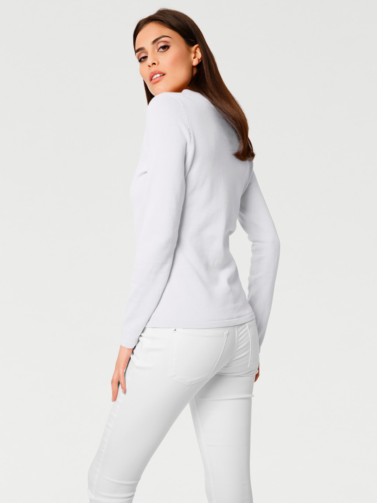 heine Pull col V - blanc