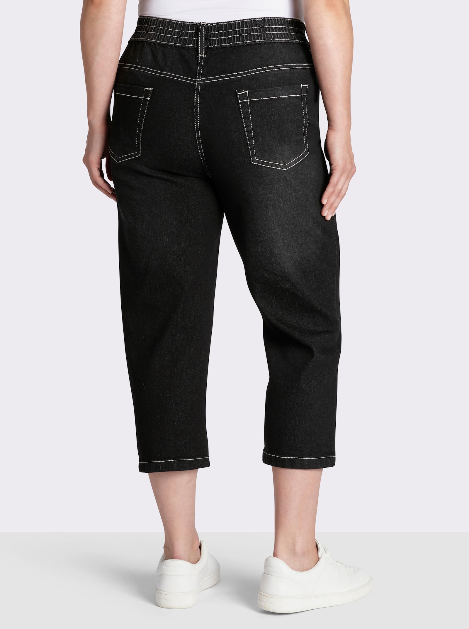 7/8-Jeans mit Reißverschluss-Blende - black-denim