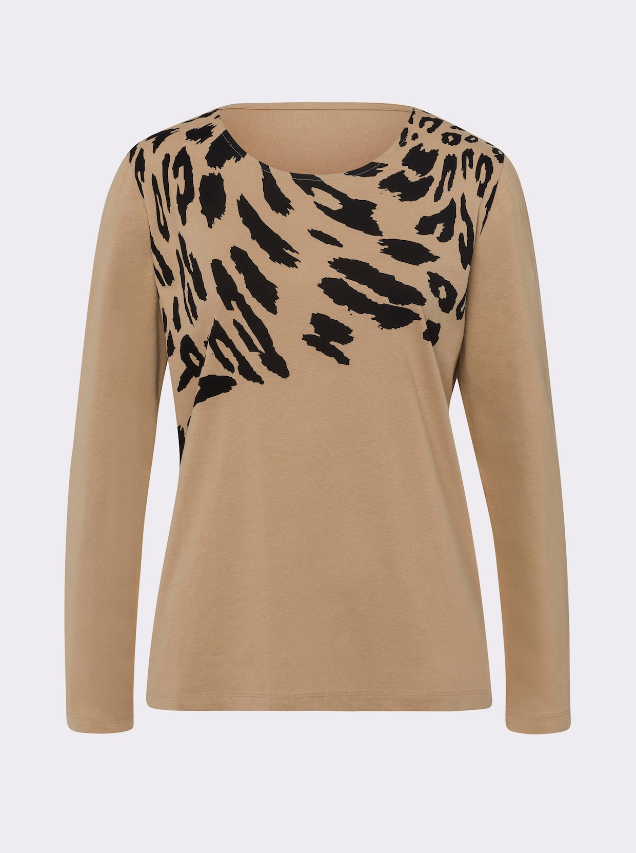 Langarmshirt - camel-schwarz