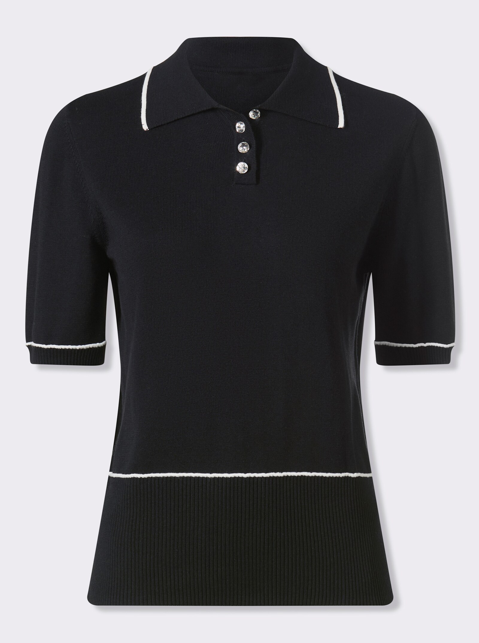 heine Polopullover met sierknopen - zwart