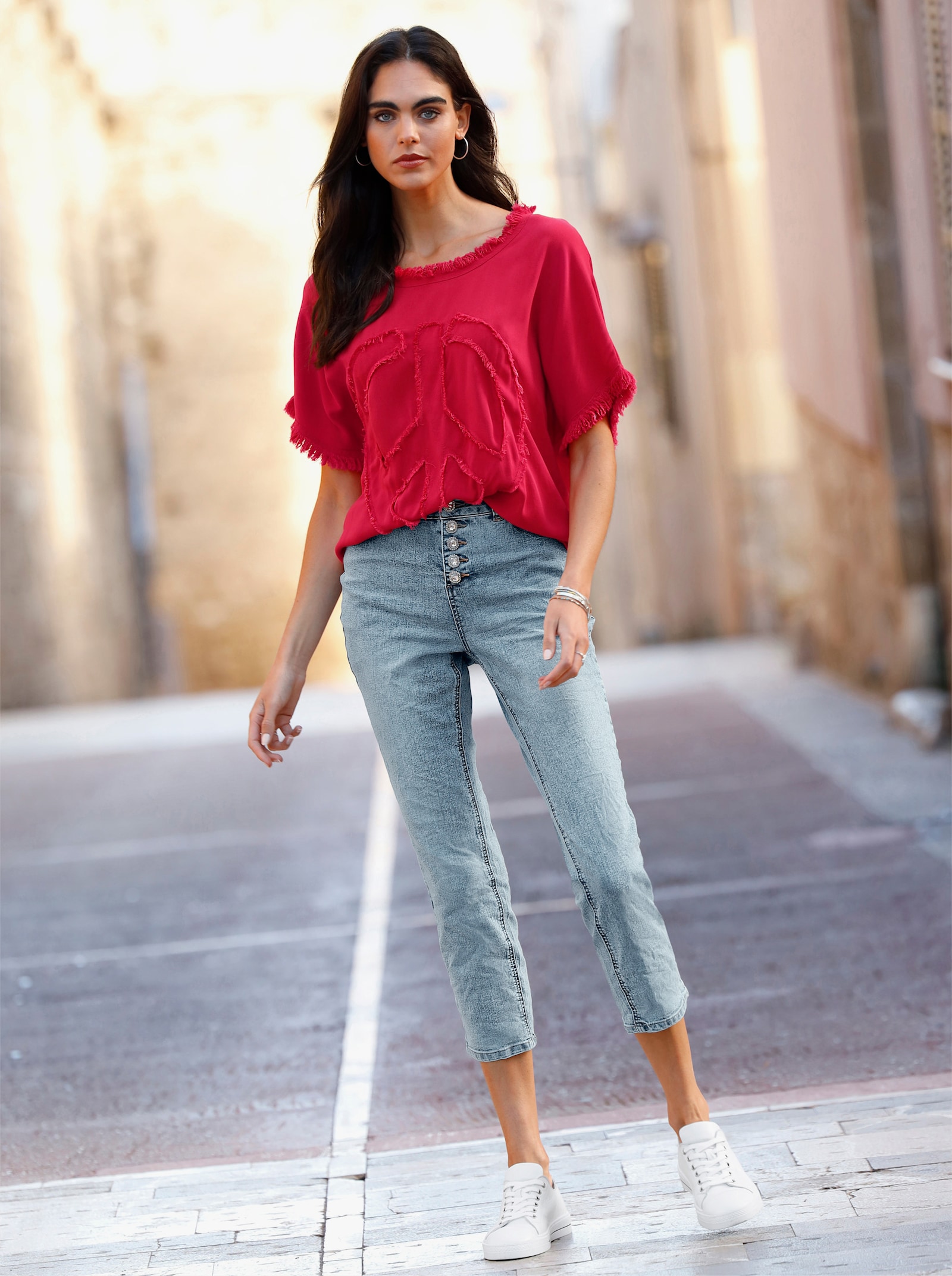 heine Jean effet froissé - bleu blanchi