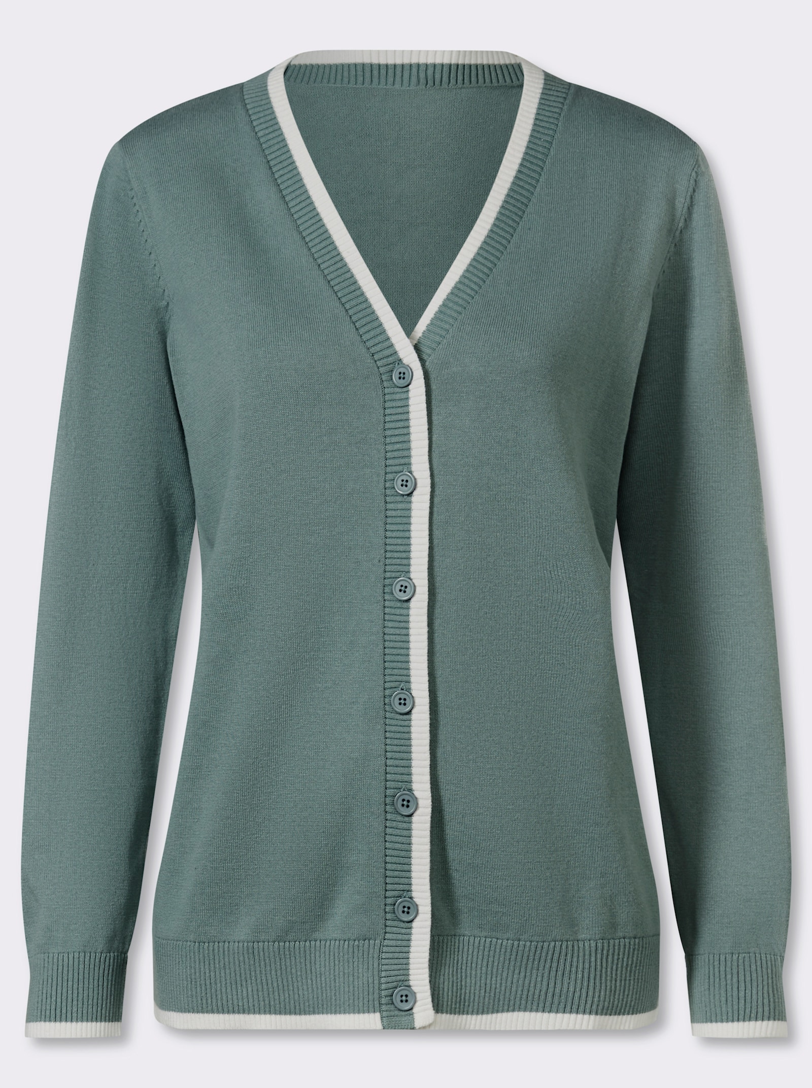 Strickjacke aus reiner Baumwolle - jade-ecru