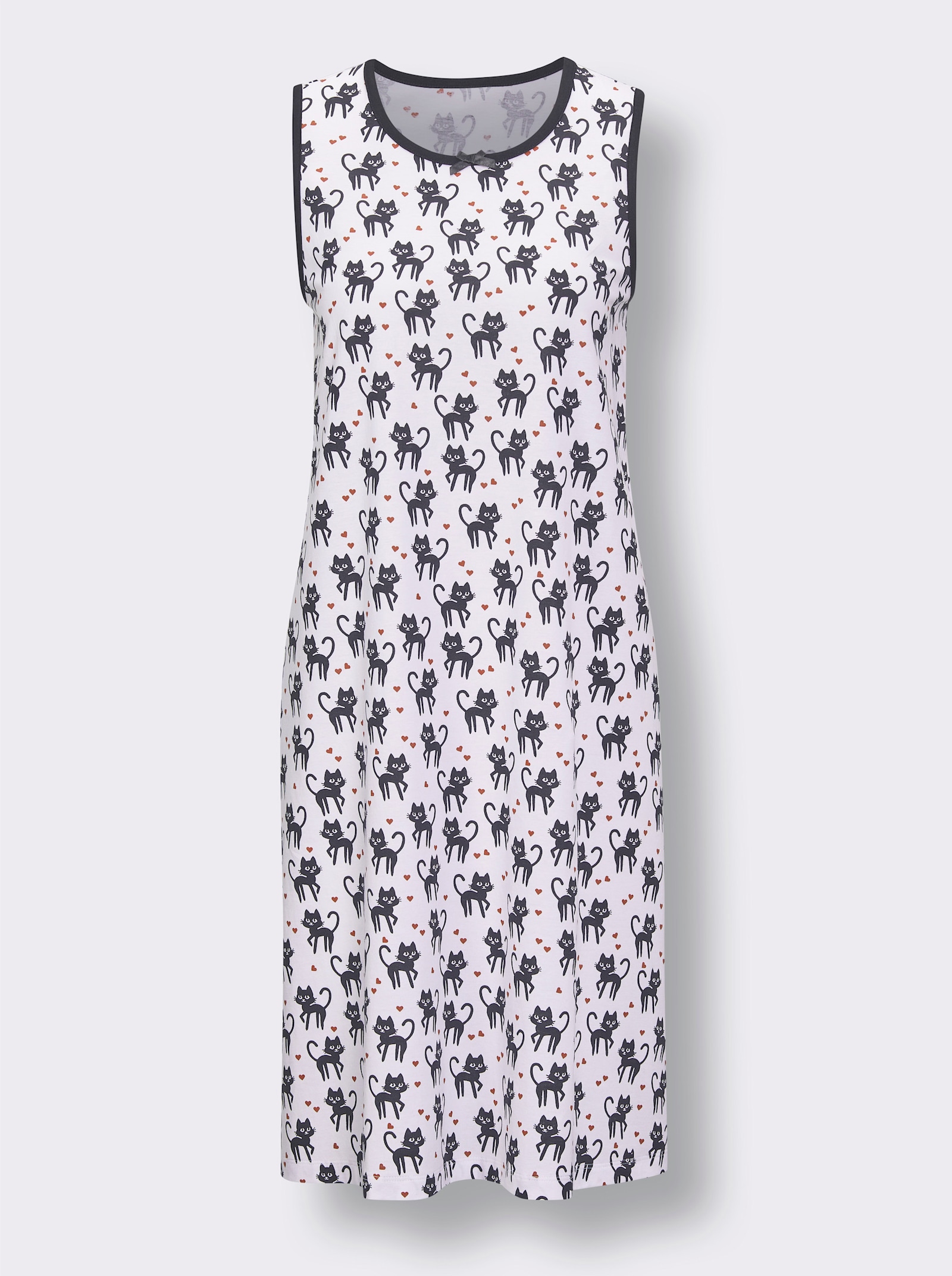 wäschepur Slaapshirts Met print rondom en contrastpaspel - wit/zwart bedrukt + wit/rood bedrukt