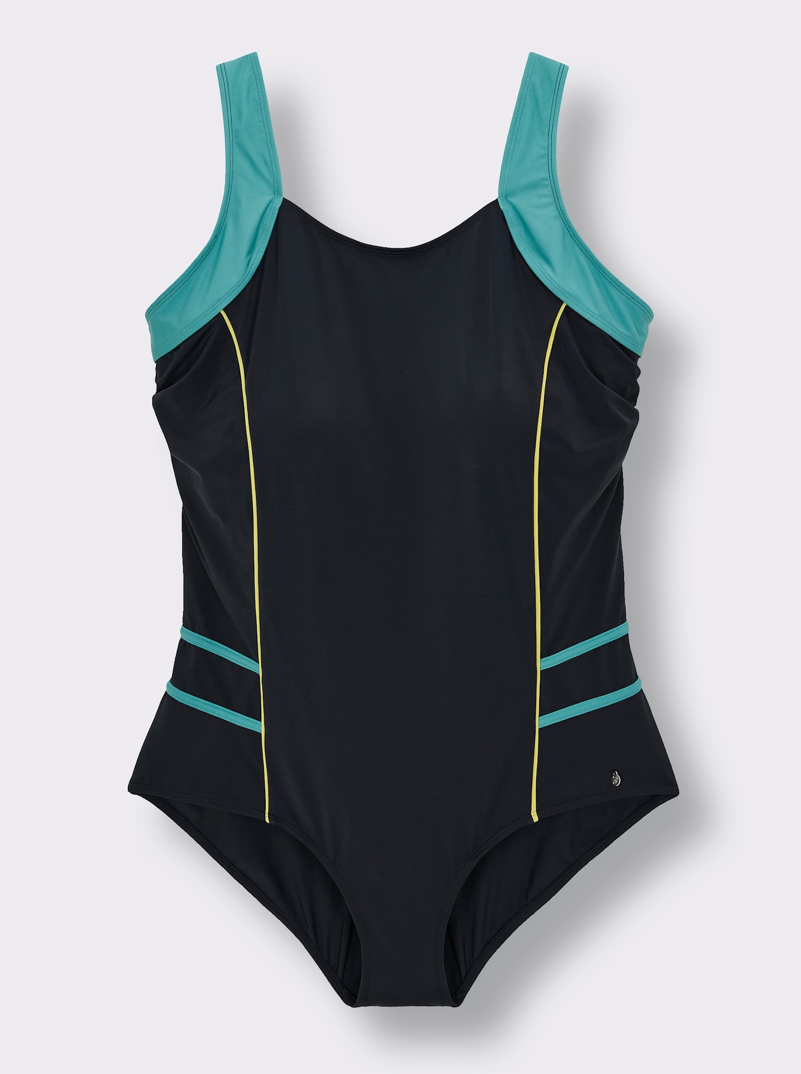 sheego Badeanzug mit Kontrastpaspeln - tiefblau-ozean