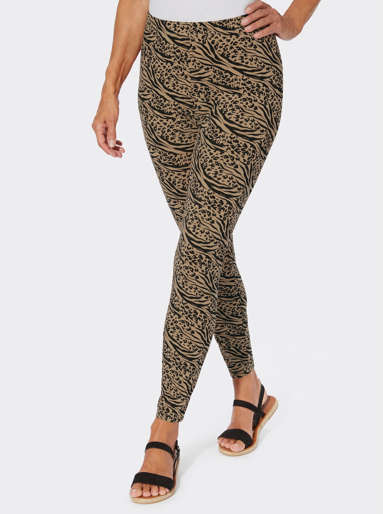 Leggings - kamel-svart, tryckt