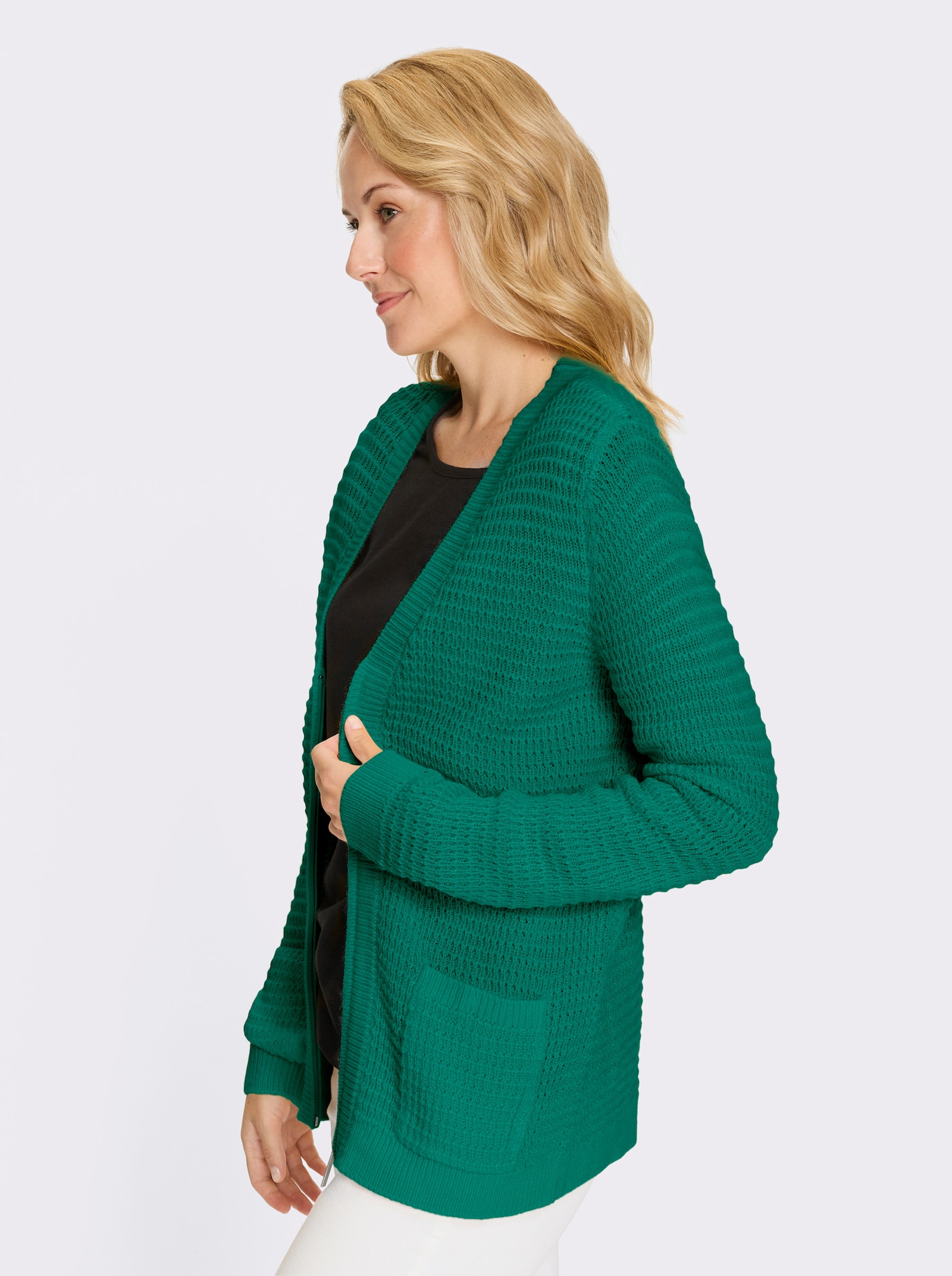 Cardigan mit Reissverschluss - smaragd