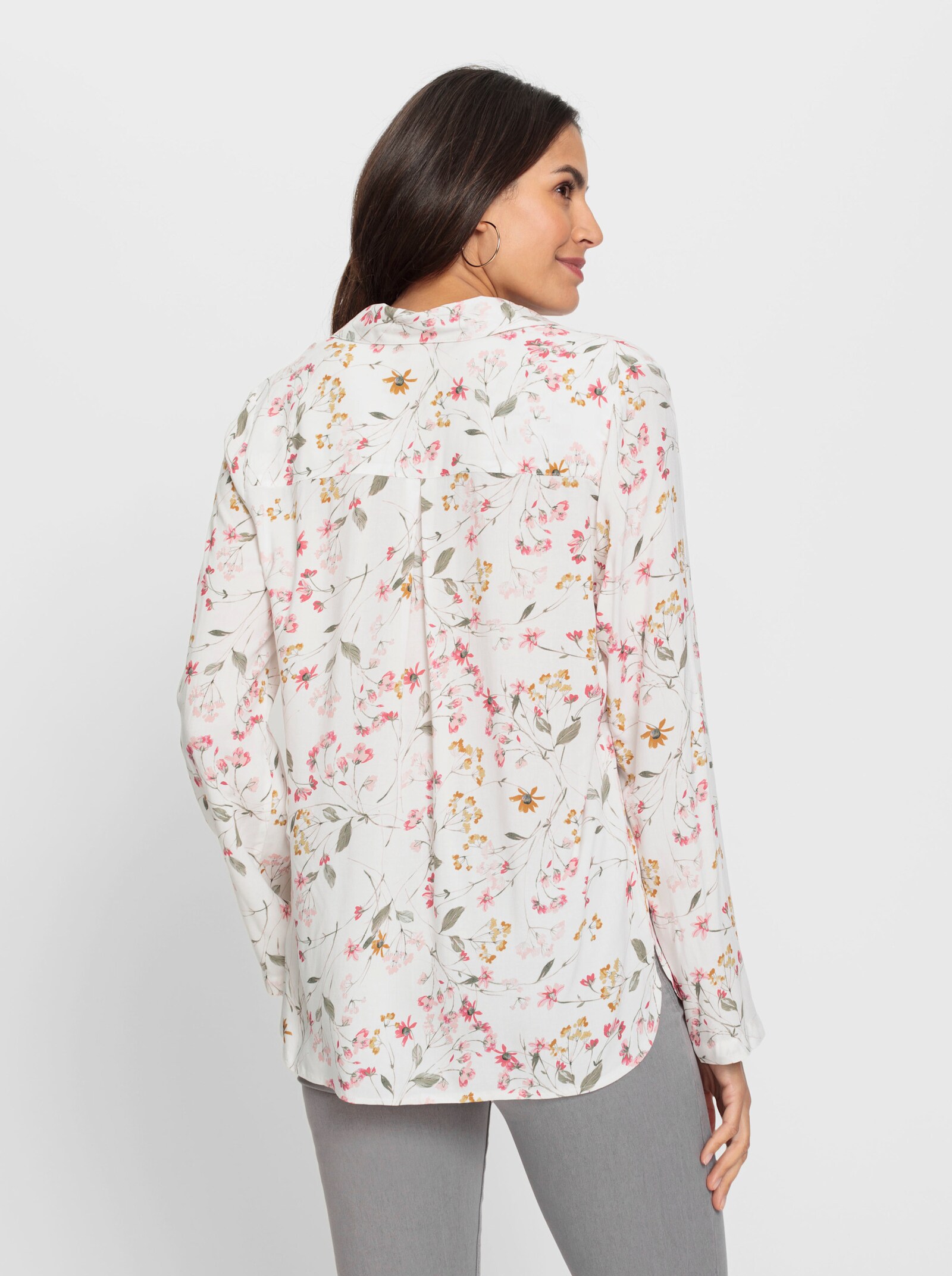 Druckbluse in Schlupfform - ecru-bedruckt