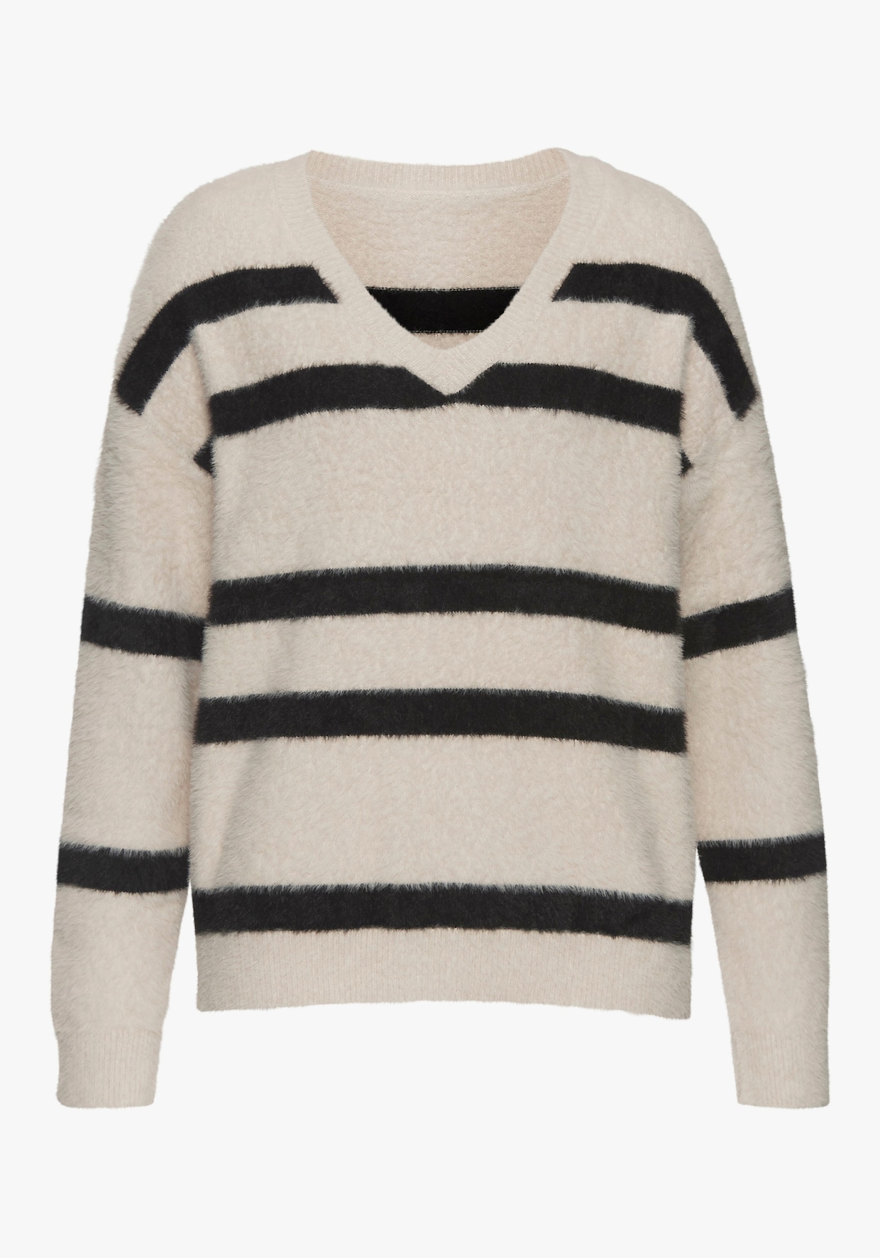 LASCANA Gestreepte pullover - zand/zwart