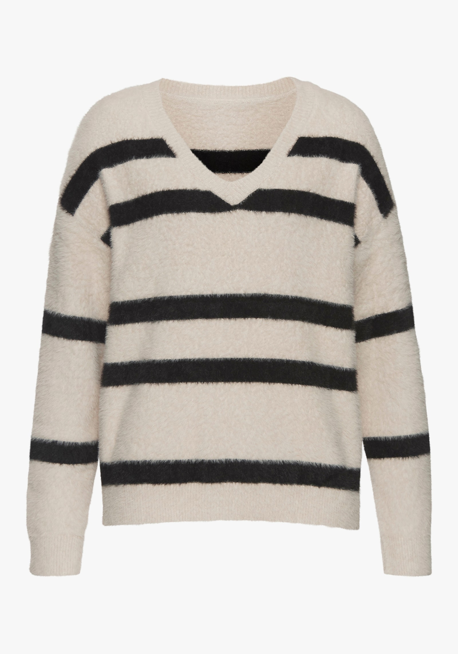 LASCANA Streifenpullover - sand-schwarz