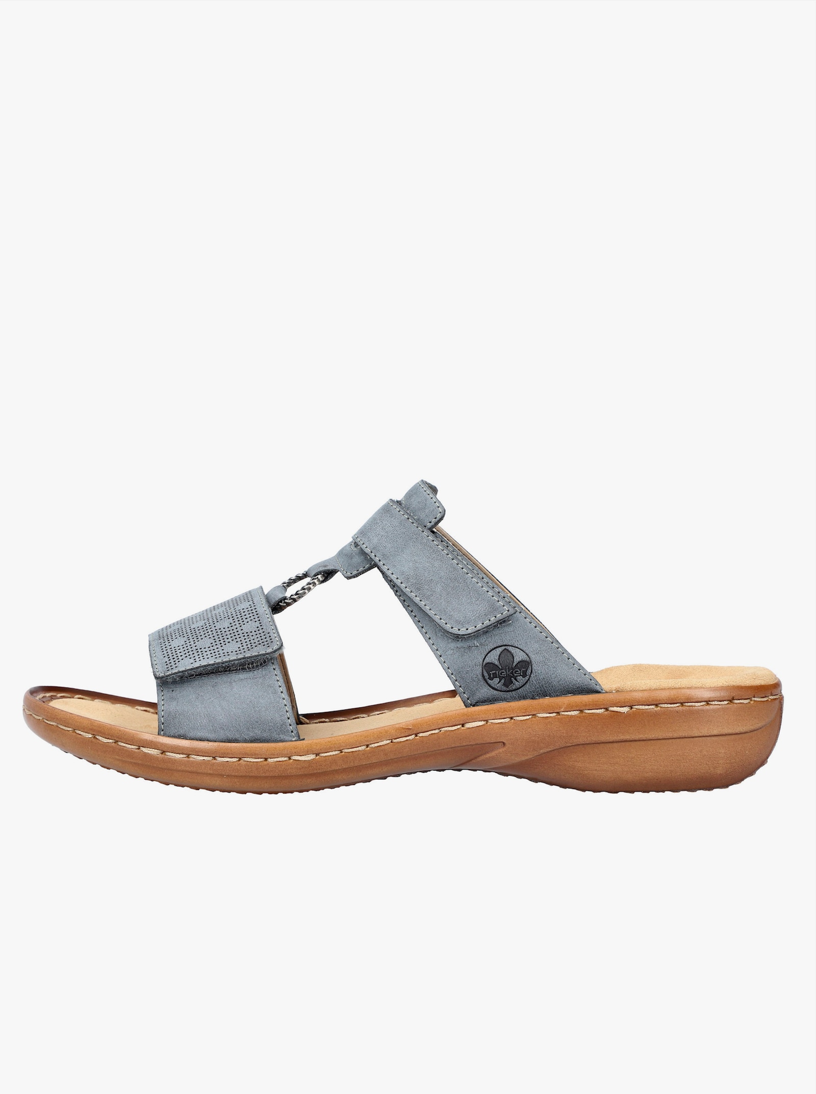 Rieker Pantolette mit doppeltem Klettverschluss - hellblau