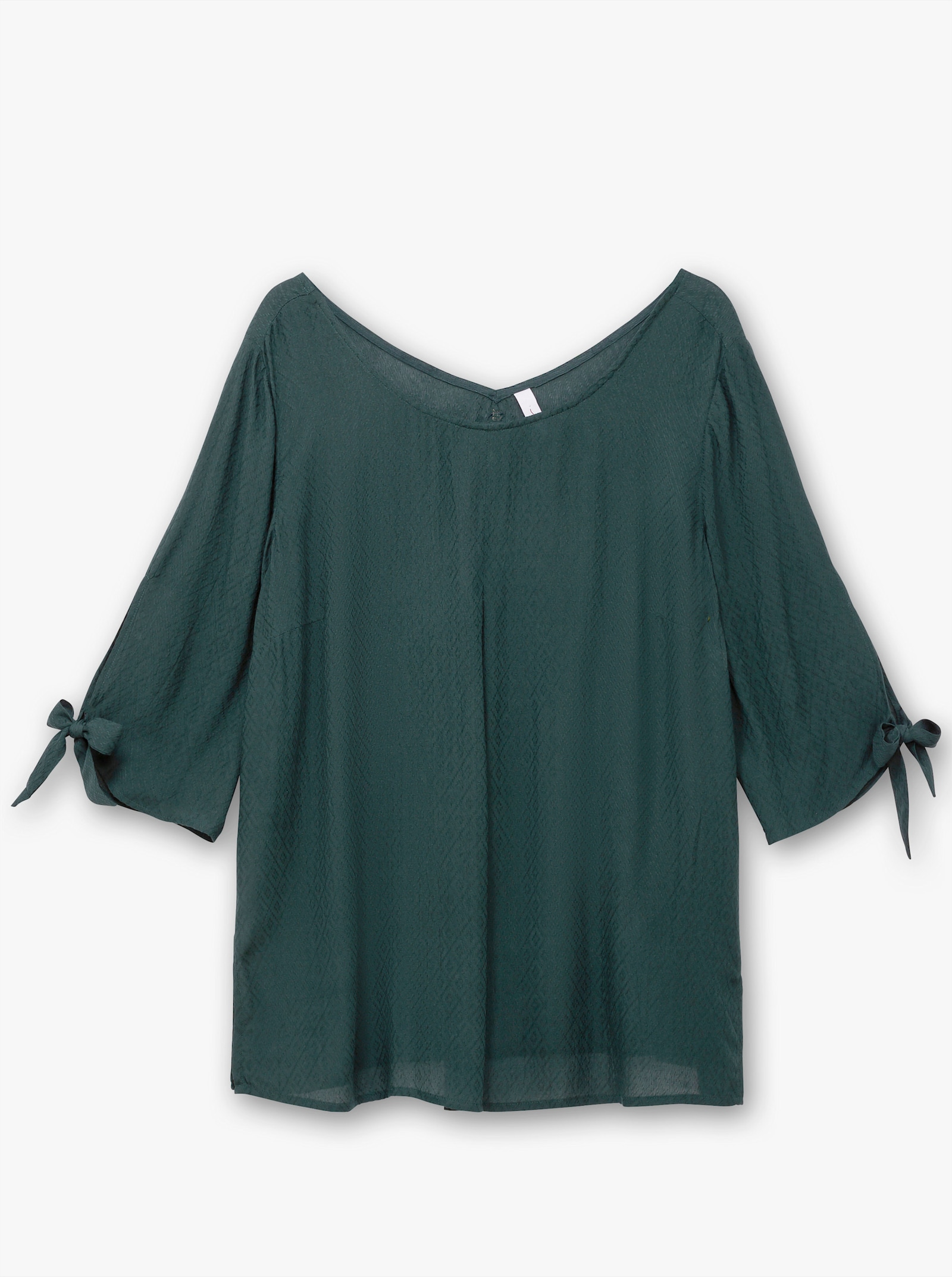 sheego Tunika mit Ärmeldetails und V-Ausschnitt hinten - tiefgrün